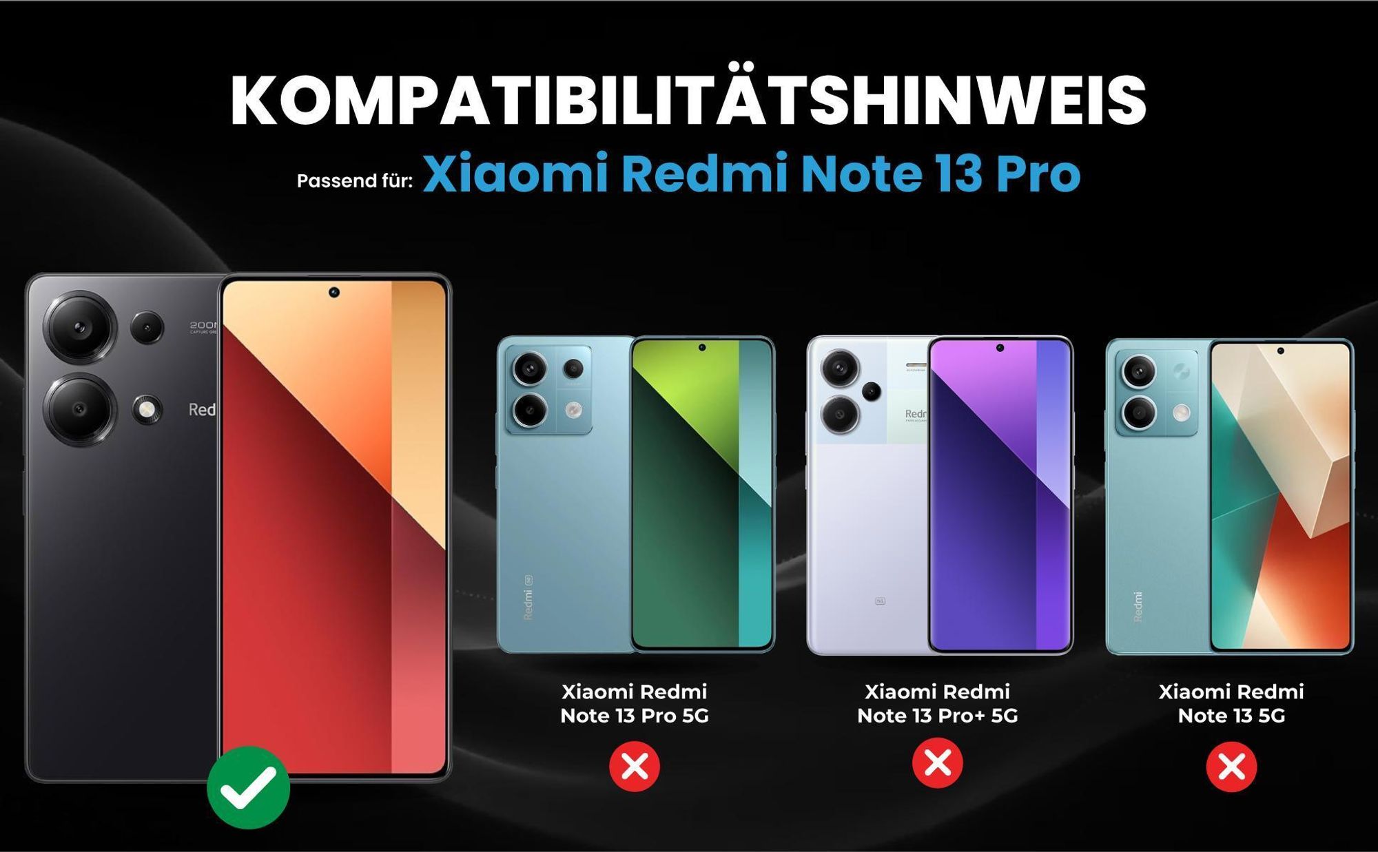 Kompatibilitätshinweise Hülle für Xiaomi Redmi Note 13 Pro