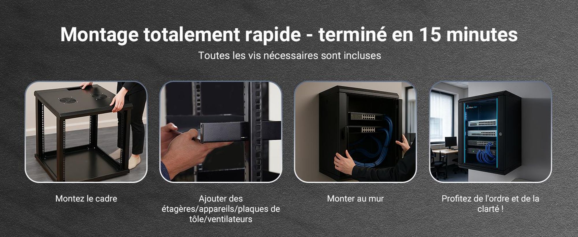 Extralink Armoire Réseau 19" 12U 530x400 mm Murale + Étagère Serveur Rack