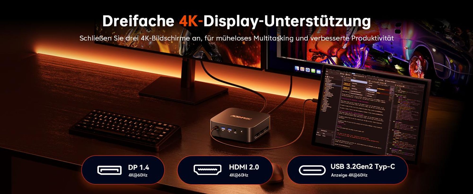 ACEMAGIC K1 Mini PC, AMD Ryzen 5 7430U, 16GB LPDDR4X RAM, 512GB M.2 SATA SSD, AMD Radeon Graphics, Windows 11 Pro
