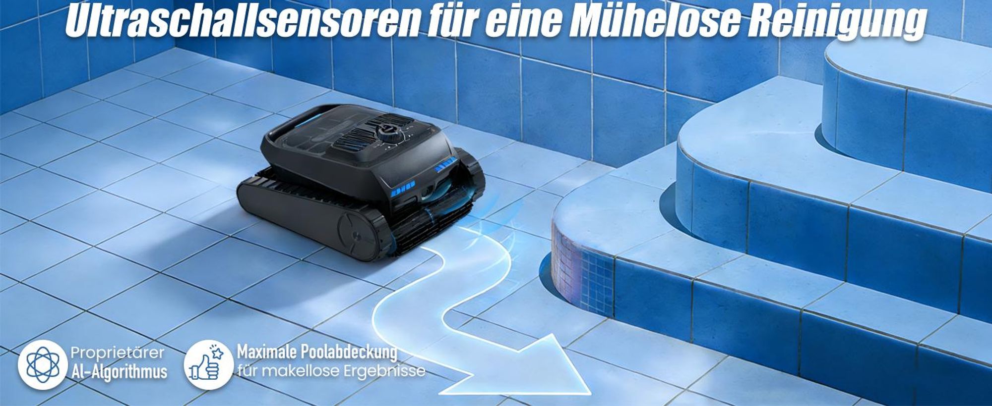 AIRROBO Poolroboter CP400 Lite Roboter-Poolreiniger für Boden/Wand/Wasserlinie, Kabellos Poolsauger, 150min Laufzeit