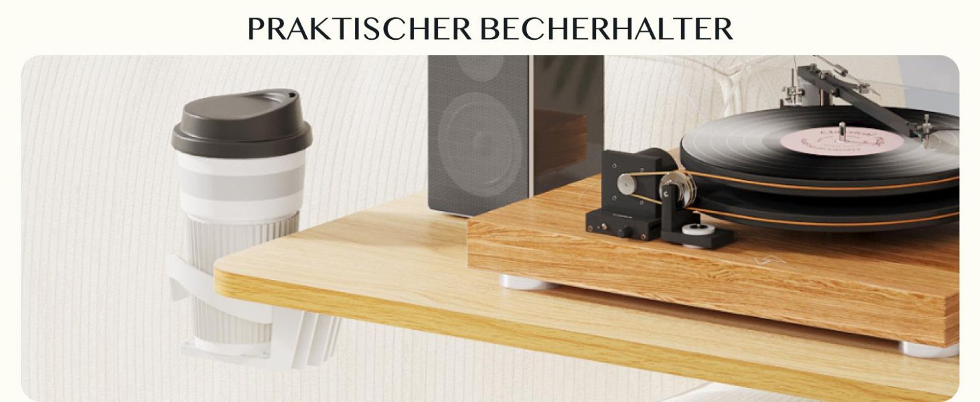 FLEXISPOT Schreibtisch, Beistelltisch Höhenverstellbar in C-Form, Laptoptisch mit Rollen, 66–106 cm, Nachttisch, für Bett und Sofa, Ahorn