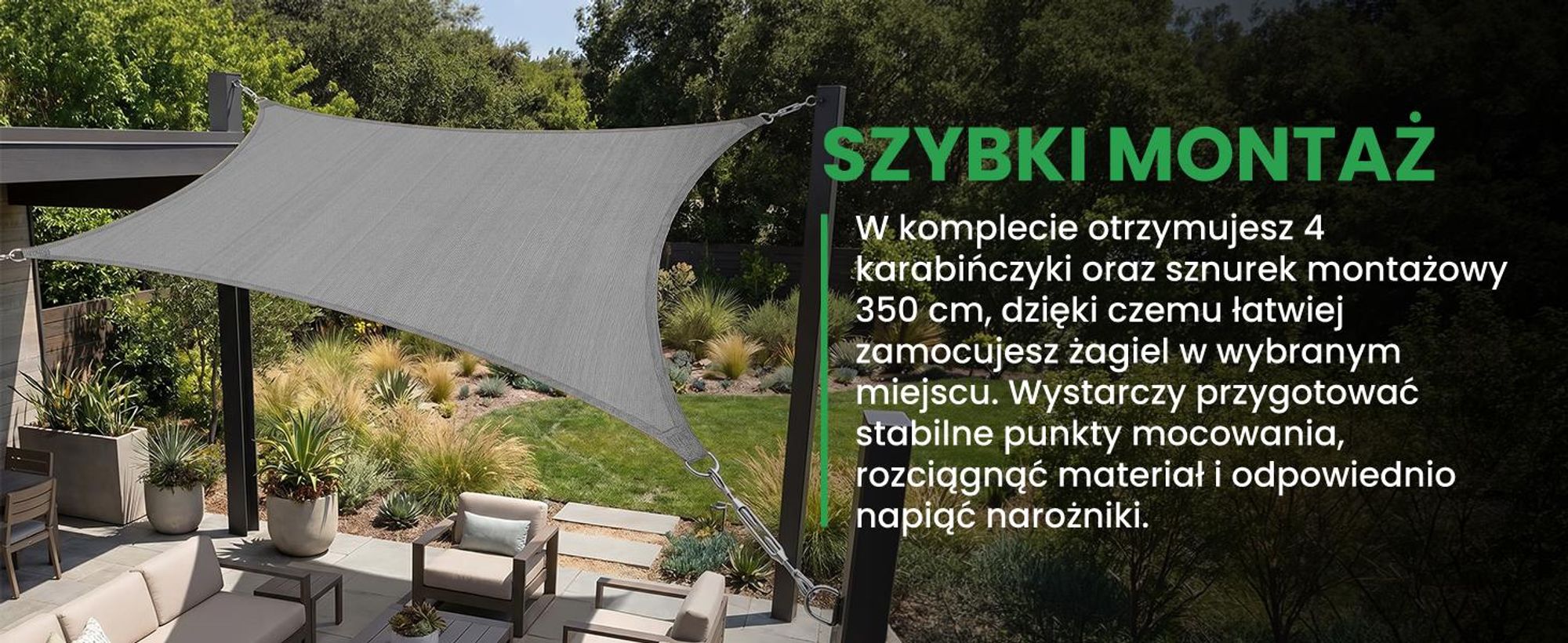 Żagiel ogrodowy przeciwsłoneczny 3 na 4 metra wodoodporny na balkon tarsa do ogrodu