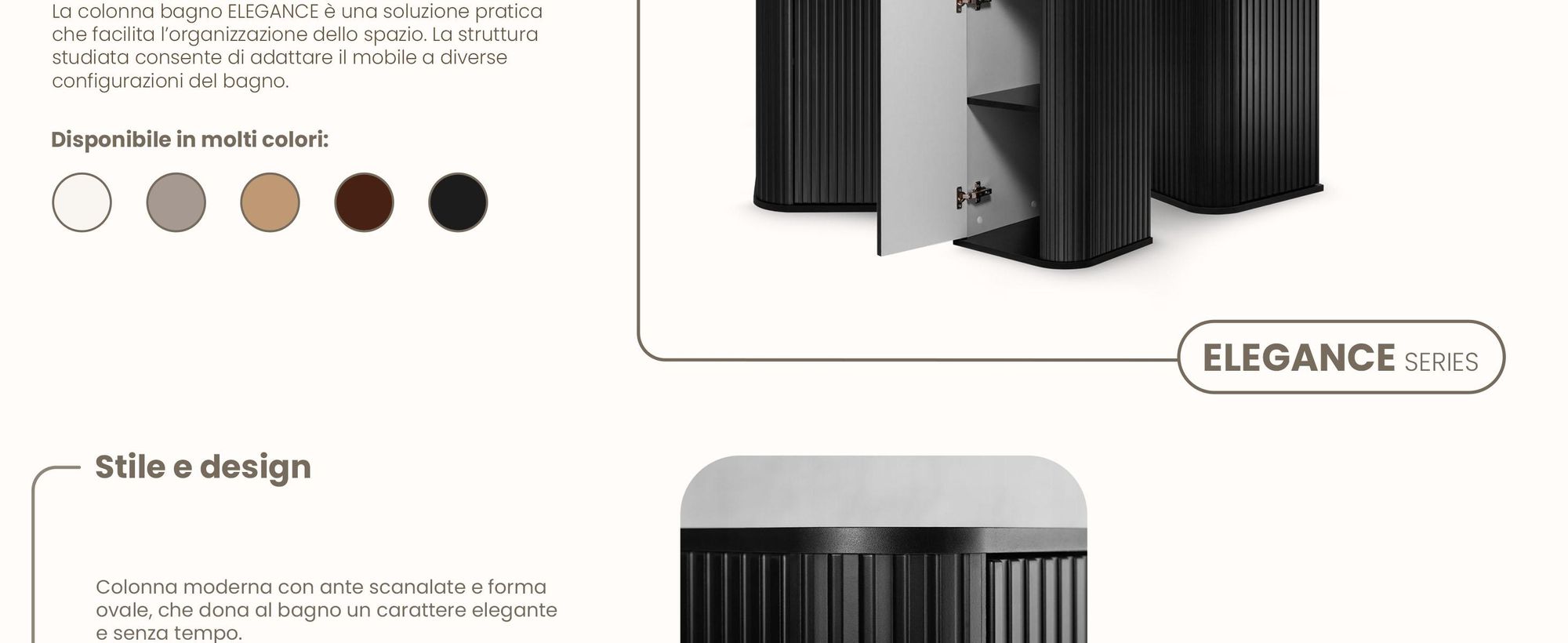 Mobile alto per il bagno - 139 CM - Nero opaco - MDF - Scaffale per il bagno