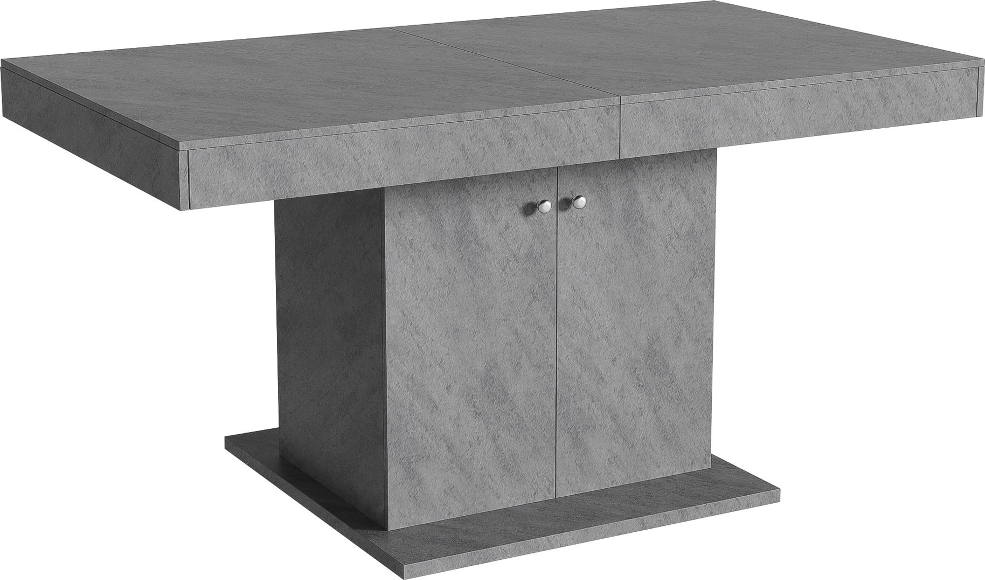 Flieks Ausziehbarer Esstisch Küchentisch mit Schrank, Rechteckig Esszimmertisch mit Stauraum, Ausziehbar Dehnbar Tisch, 140/180x80x76cm, Grau