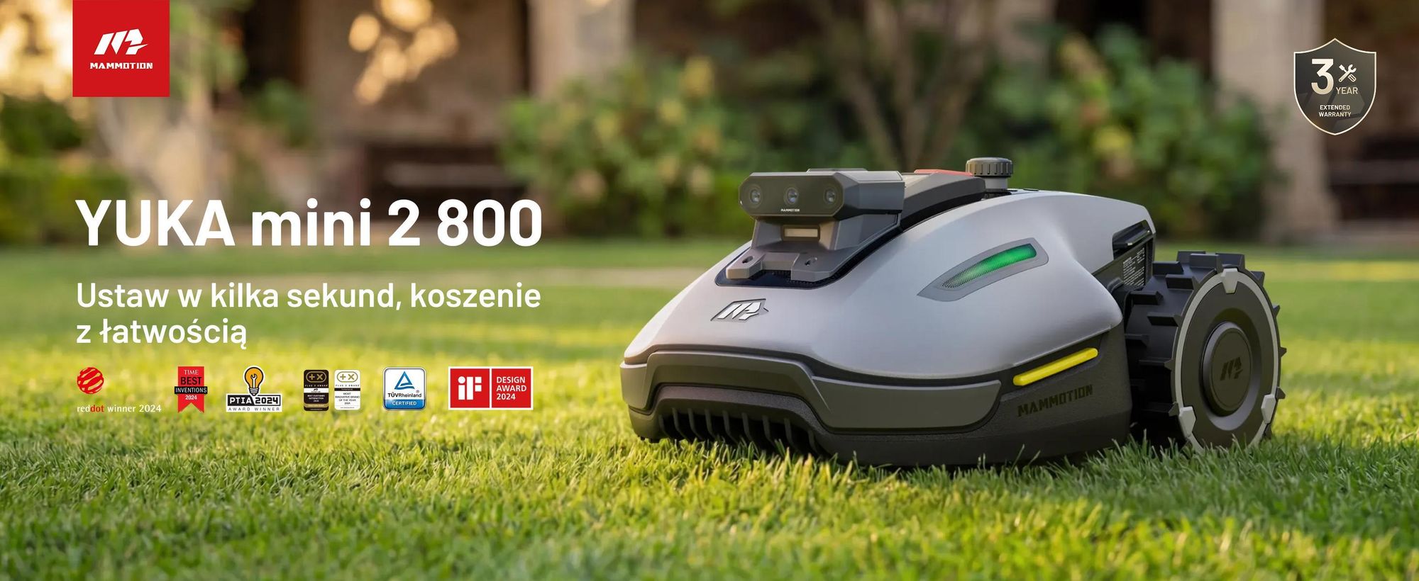 Robotická sekačka Mammotion YUKA Mini 2 800 s garáží, bez kabelu, do 800 m², DropMow, automatické mapování, sečení okrajů, 4G-Modul, APP