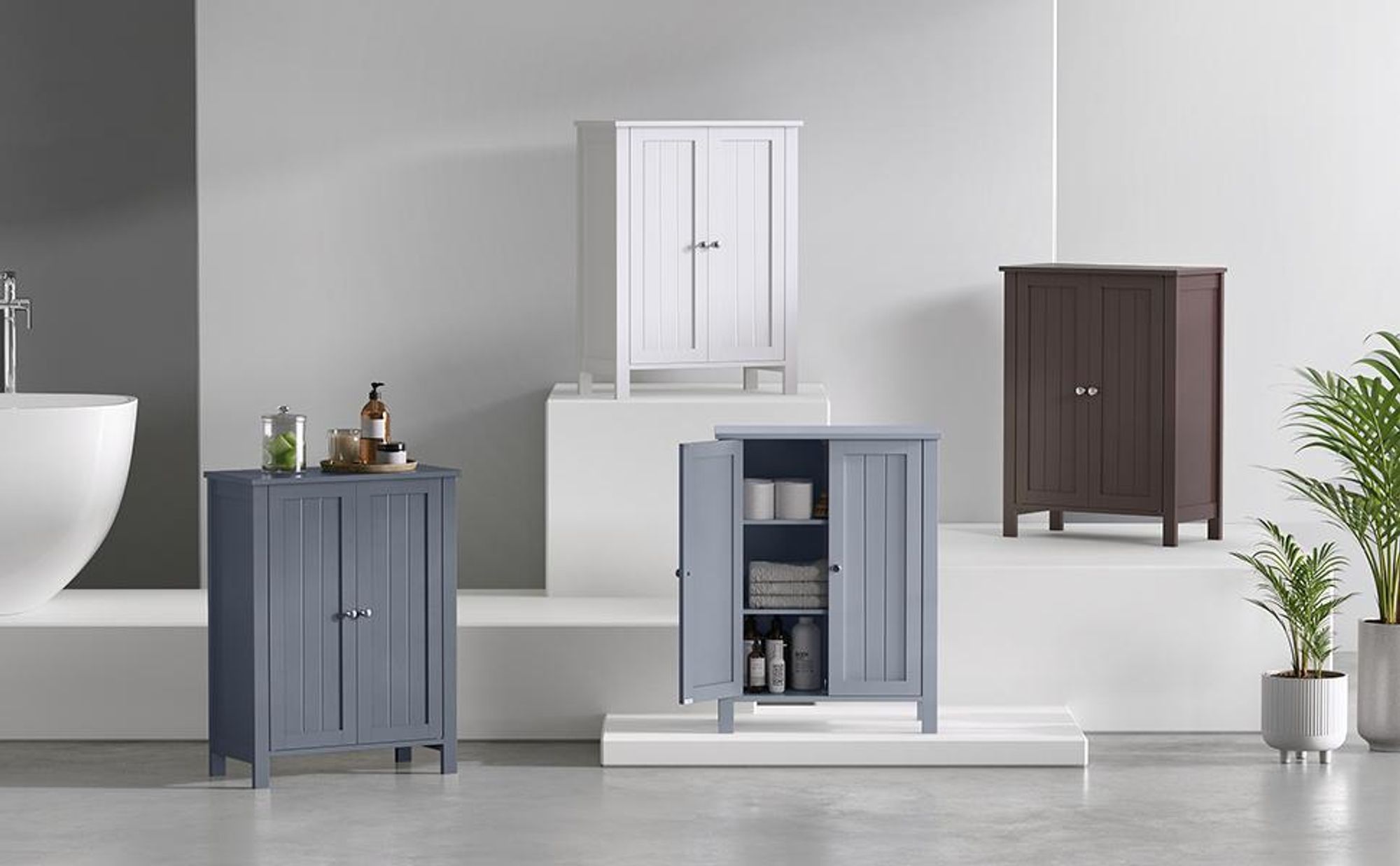 VASAGLE Badkommode Badezimmerschrank, 2 verstellbare Ebene, 30 x 60 x 80 cm