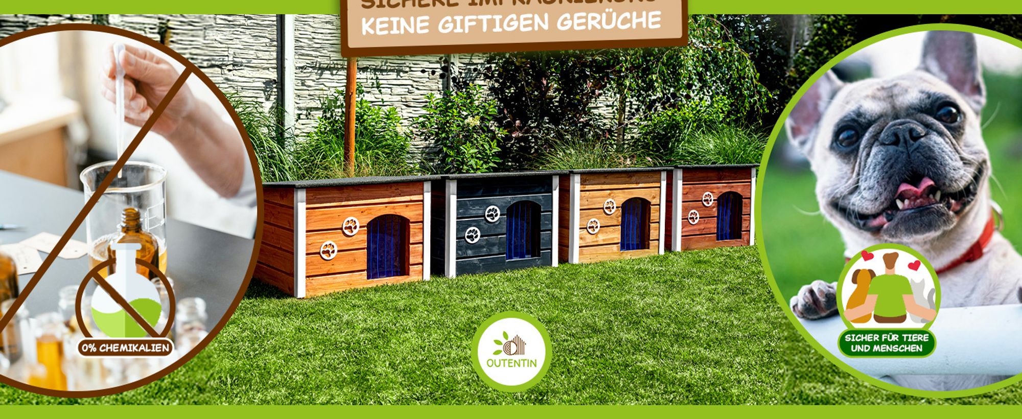 Outentin Hundehütte Outdoor Winterfest – Isoliertes Hundehaus für Mittelgroße Hunde – Wetterfest,Fichtenholz - 40mm Isolierung - 76x60x60cm, Grau