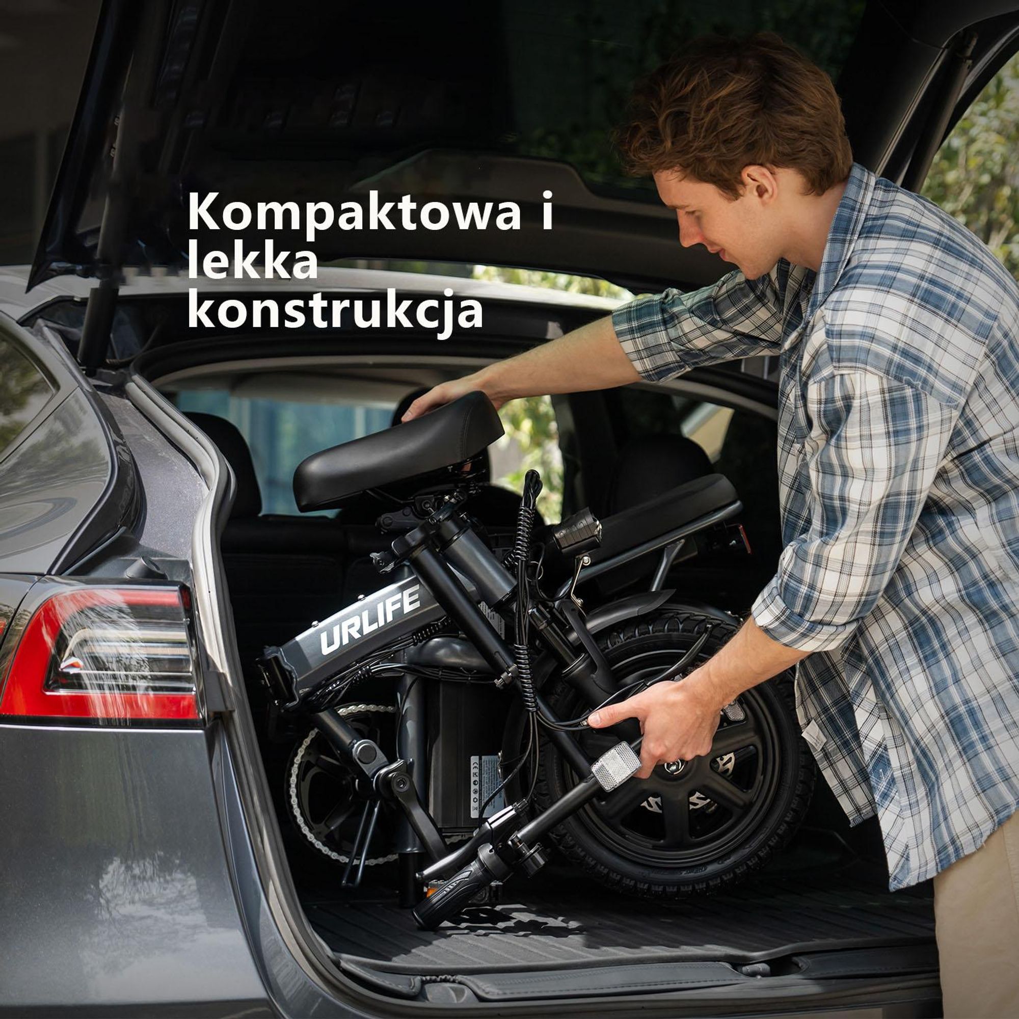Rower Elektryczny  URLIFE F1L - 48V 7.5Ah Bateria 14 Calowe koła Hamulce Tarczowe - Czarny
