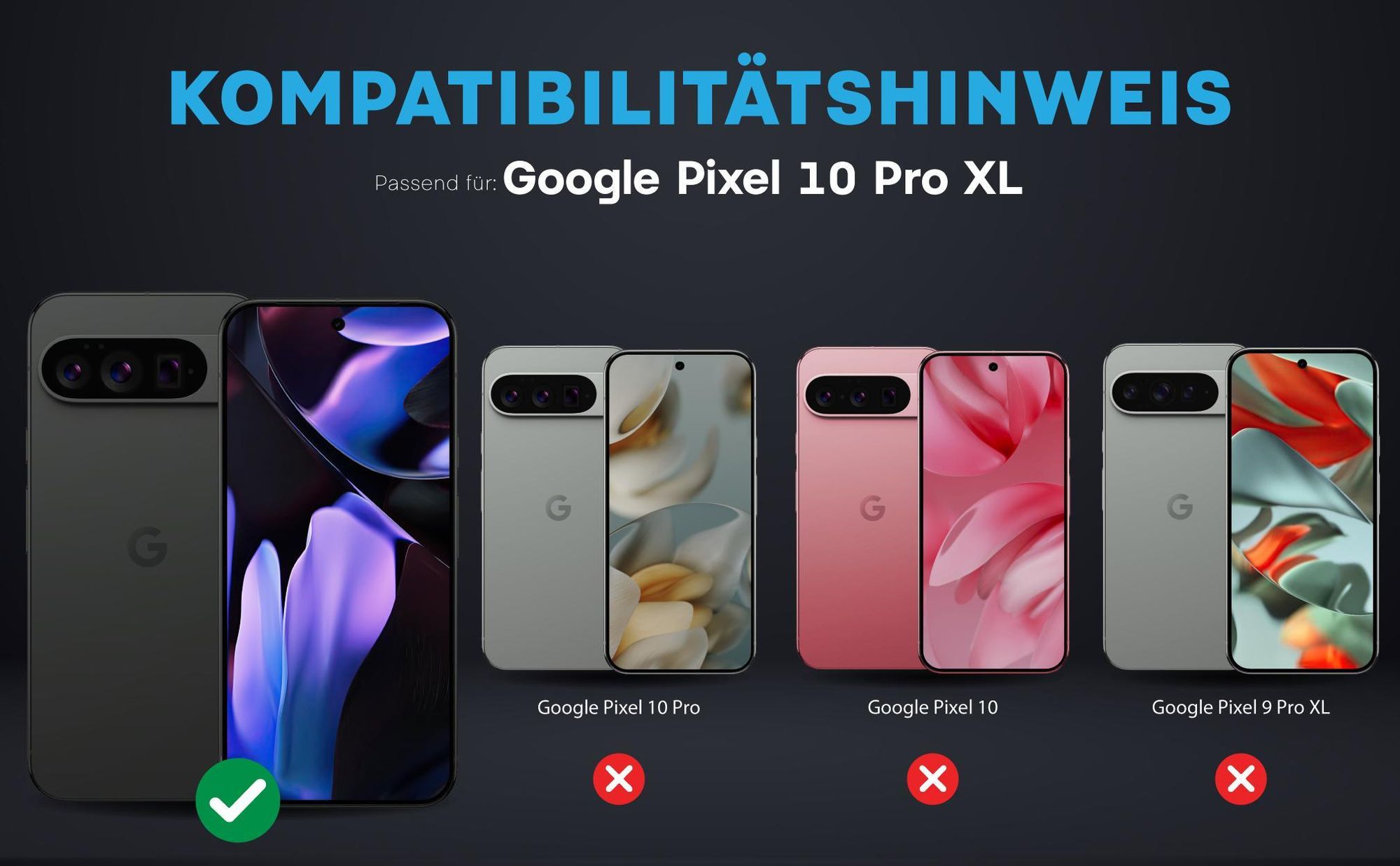 Kompatibilitätshinweise Kameraglas für Google Pixel 10 Pro XL