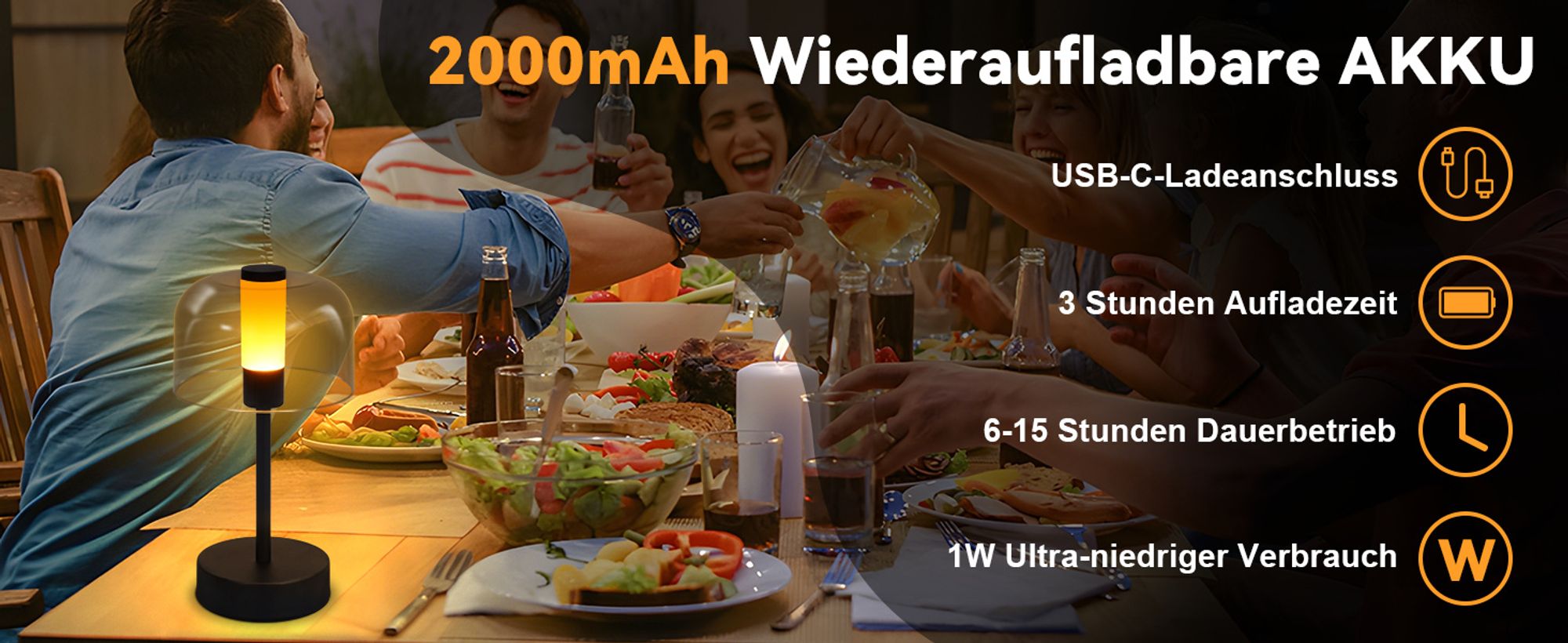 ZMH Nachttischlampe Akku LED Dimmbare Tischlampe Kabellos Tischleuchte USB-C Aufladbar 1800K-6500K Schwarz Touch Lampe mit Speicherfunktion für Schlafzimmer