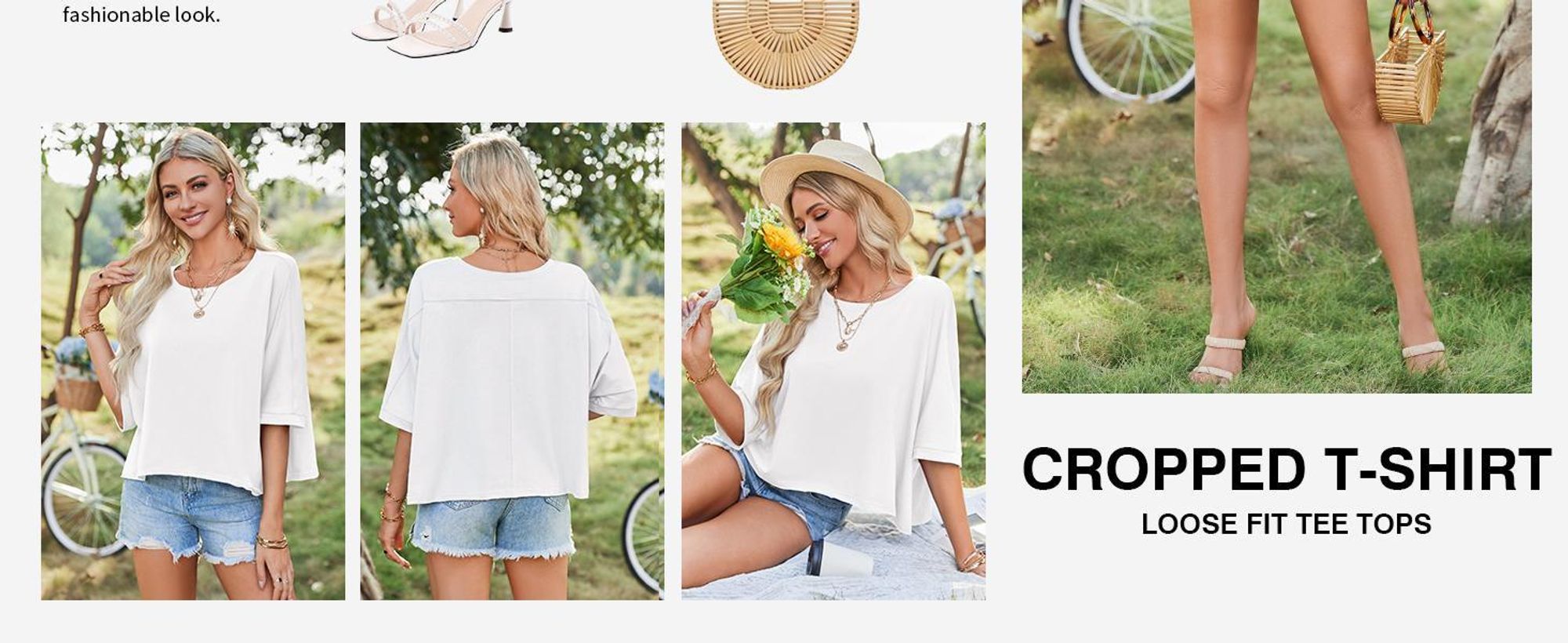 Womens Oversized T-Shirts Cropped Summer Casual Short Sleeve Loose Fit Tee Tops
