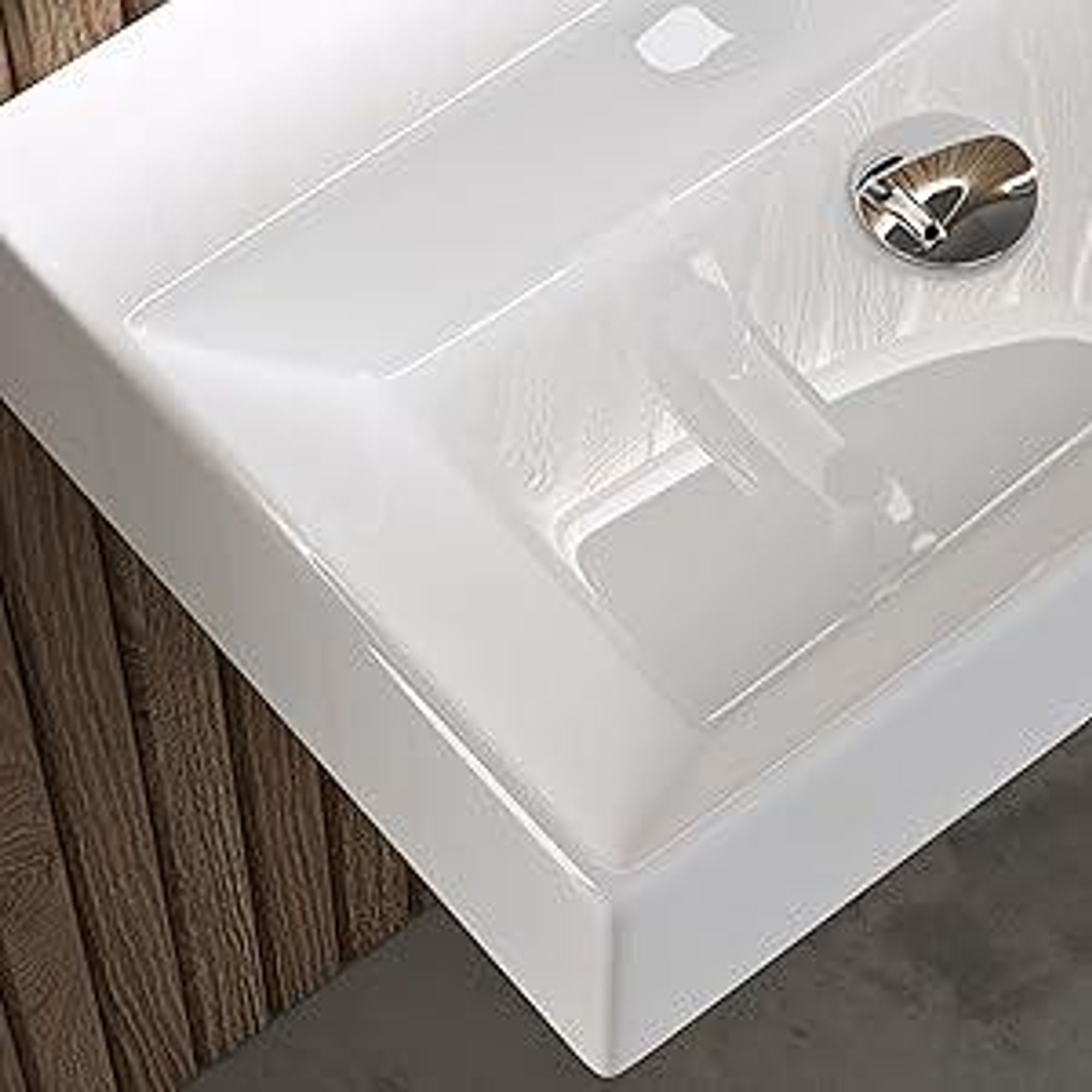 doporro Lavabo Bagno in Ceramica Bianco Lucido 60 cm – Lavabo Sospeso o da Appoggio Piccolo con Foro Rubinetto e Troppopieno (Brüssel206)