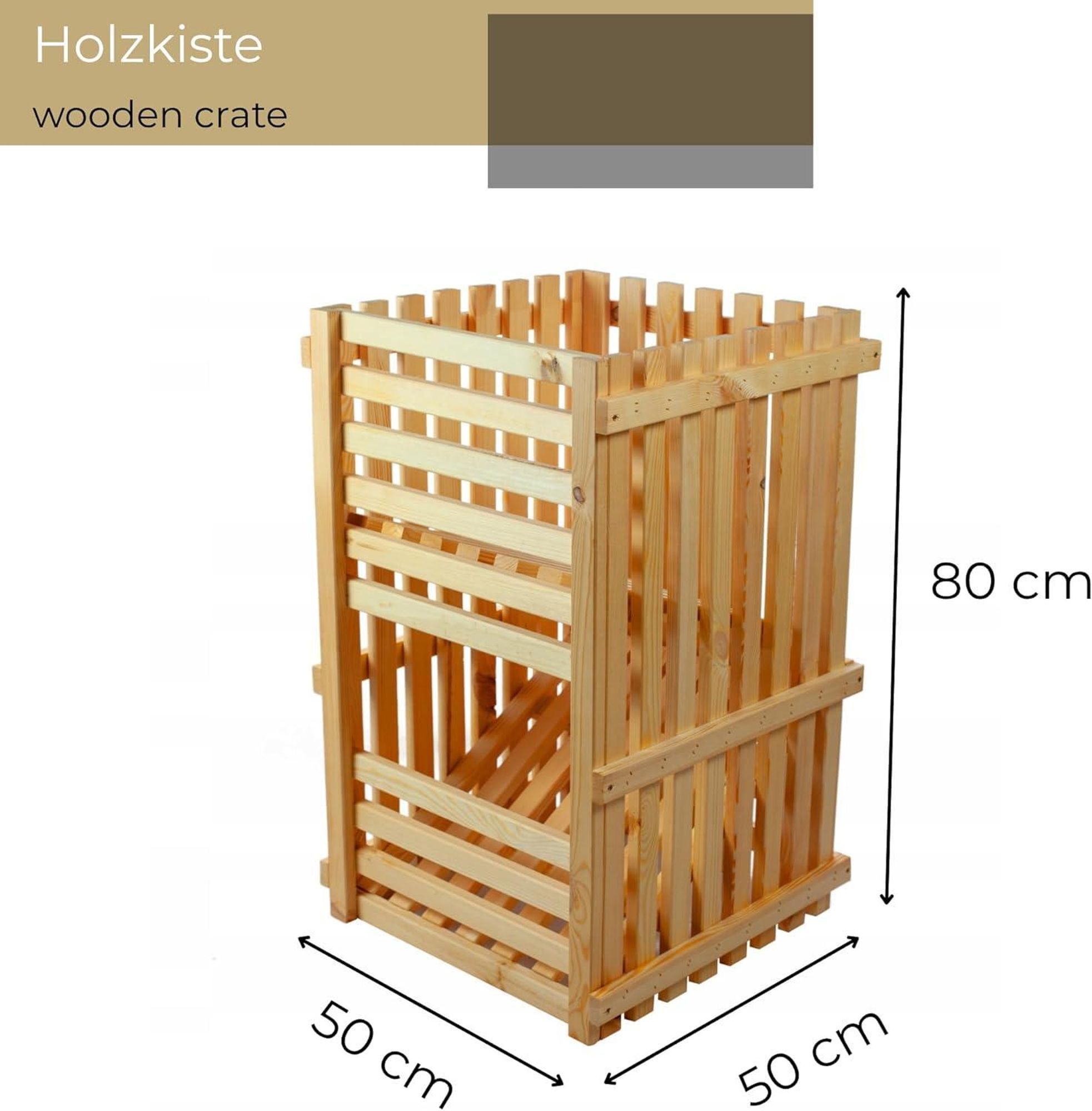 STOLMAK Kartoffelkiste Holz 80x50x50 cm – Große Aufbewahrungsbox für Kartoffeln, Zwiebeln, Obst & Gemüse – Stapelbare Holzkiste – Kartoffelbox Holz