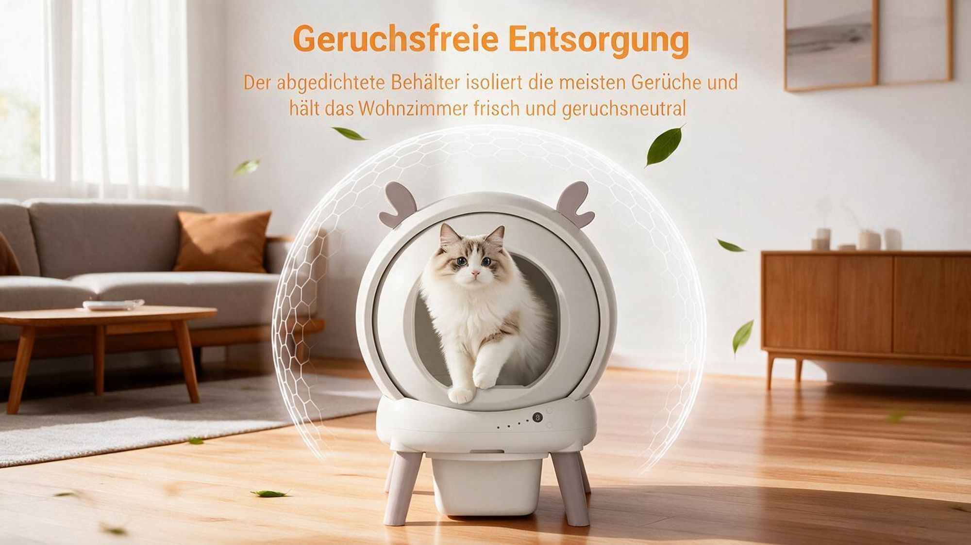 Selbstreinigendes Katzentoilette XXL Katzenklo mit App-Steuerung, für Große Katzen, Mehrkatzenhaus, 9-fach Anti-Klemm-Sensoren, Geruchsarm, Leise