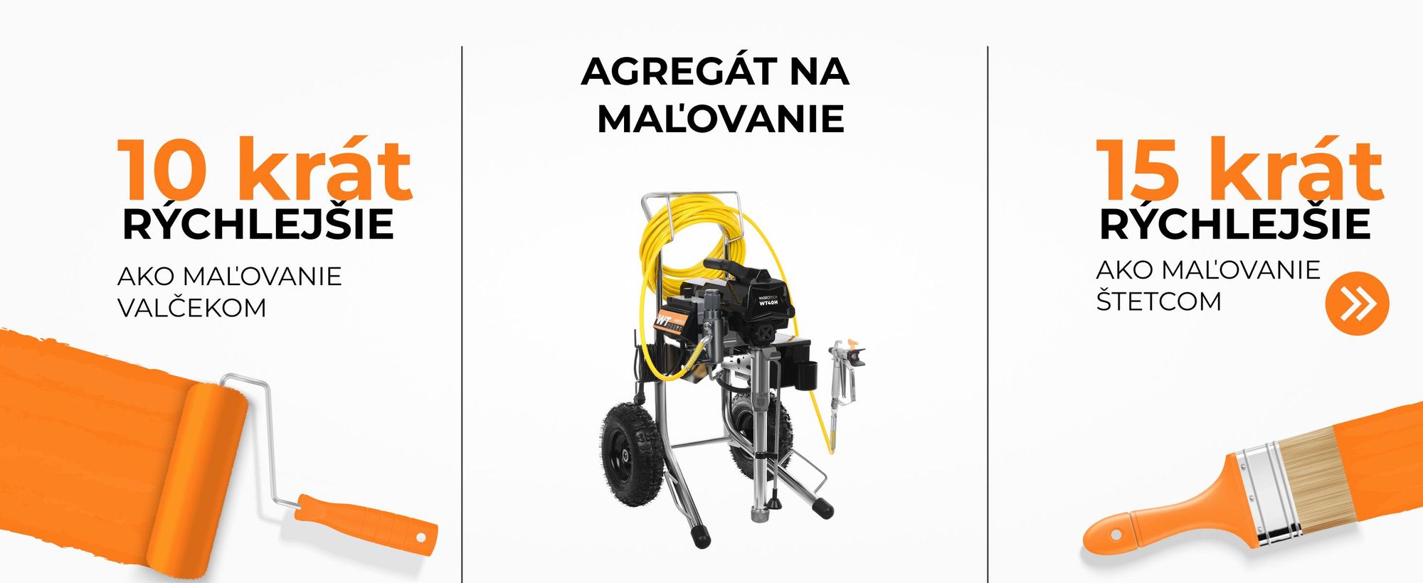 Striekacie zariadenie WABROTECH WT40H, Airless striekací systém s transportnými kolesami, Airless prístroj, 4 L/min