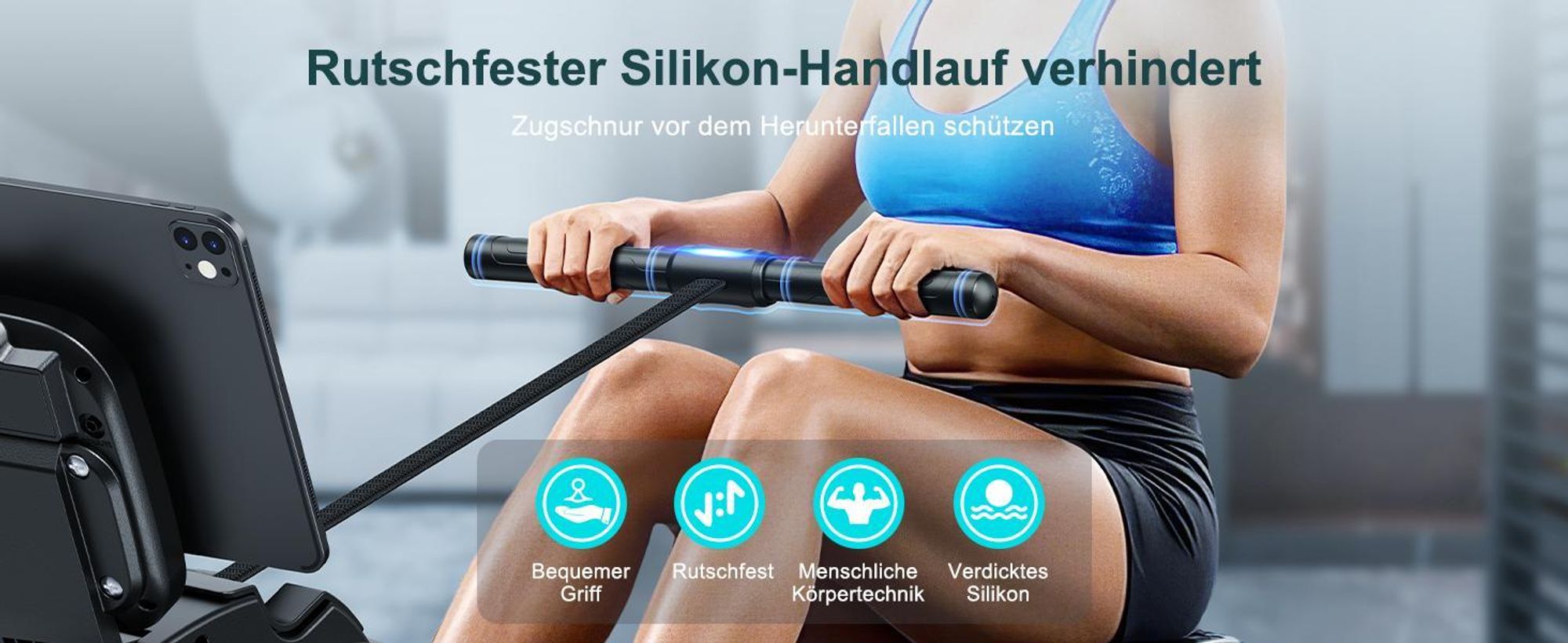 Riksion Rudergerät für Zuhause mit Magnet-Fitnesstrainer, APP & LCD, Rudergerät 16 Stufen Widerstand, Indoor-Gerät für das Home-Gym, 160 kg Kapazität