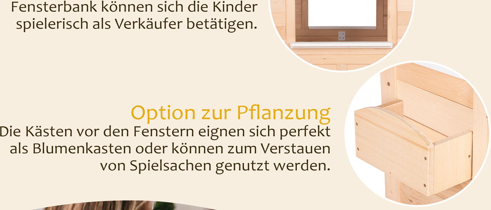 Kinderspielhaus aus Holz ǀ mit Tür und Fenster