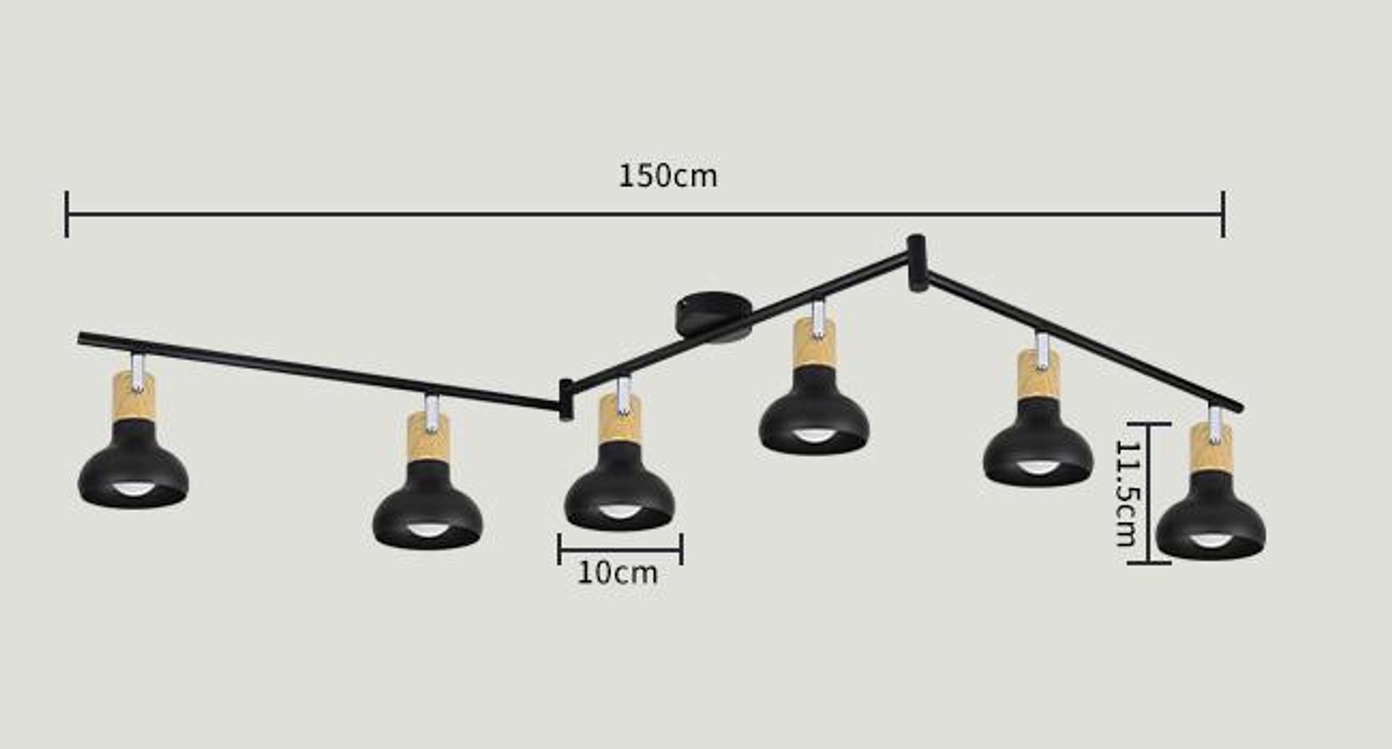 ZMH Faretto da soffitto Corridoio Vintage Plafoniera 6 Spot da soffitto industriali a fiamma con ferro girevole Faretto nero E14 Lampada da corridoio senza lampadina