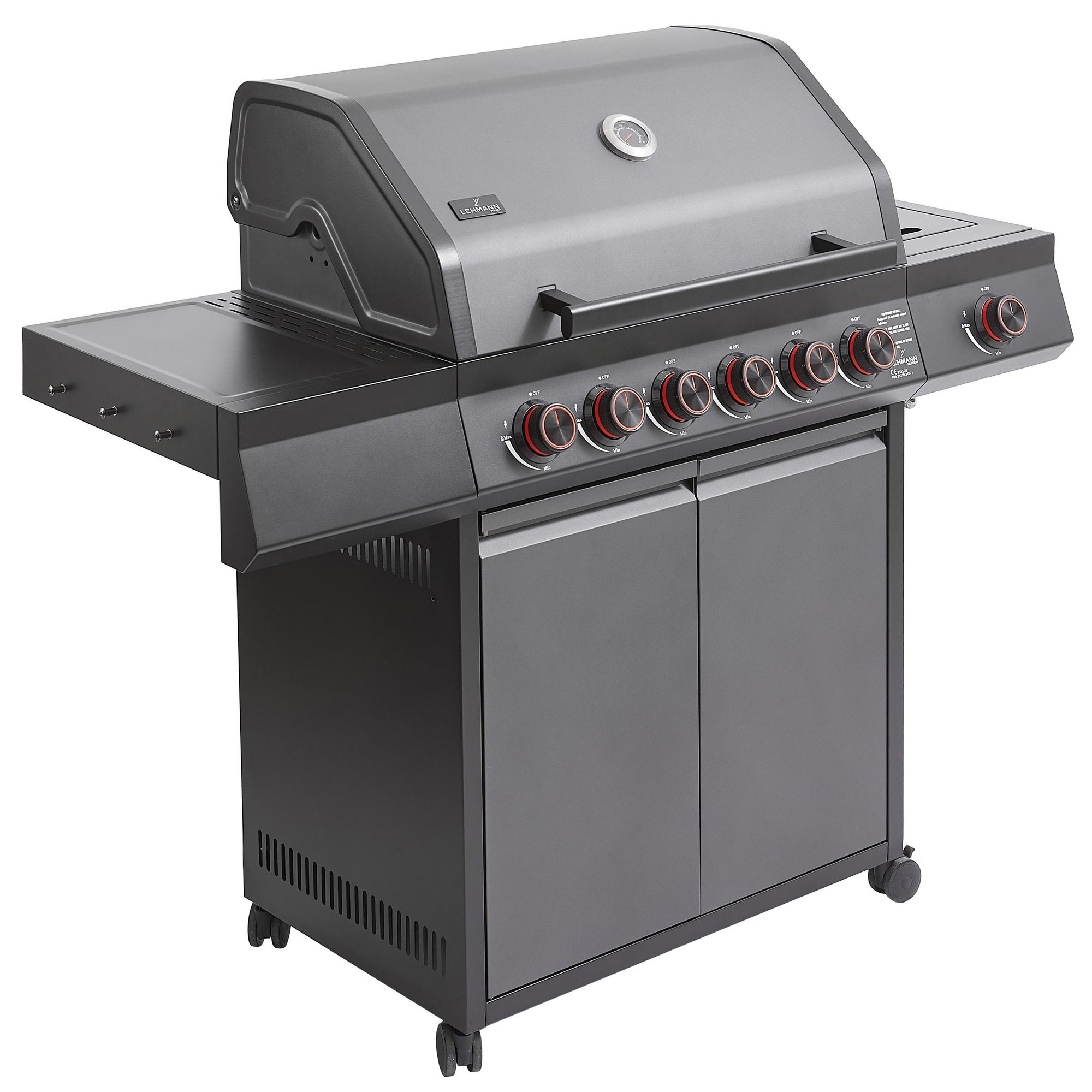 Grill gazowy Ogrodowy żeliwny LEHMANN HOUSTON  6+1 nierdzewny 21 kW +szafka na butlę