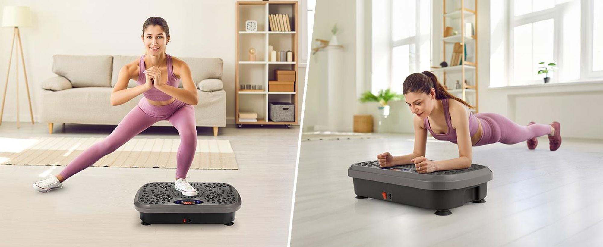 Vibrationsplatte, Vibrotrainer, Bluetooth Fitnessgeräte, Oszillierende Trainingsplattform, 5 Trainingsprogramme, 99 Stufen, mit 2 Expanderbänder
