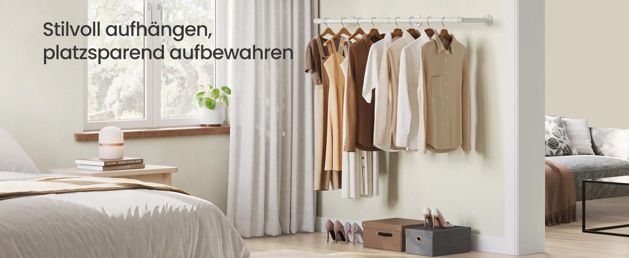 SONGMICS Kleiderstange für die Wand, Kleiderständer Wandmontage, platzsparend