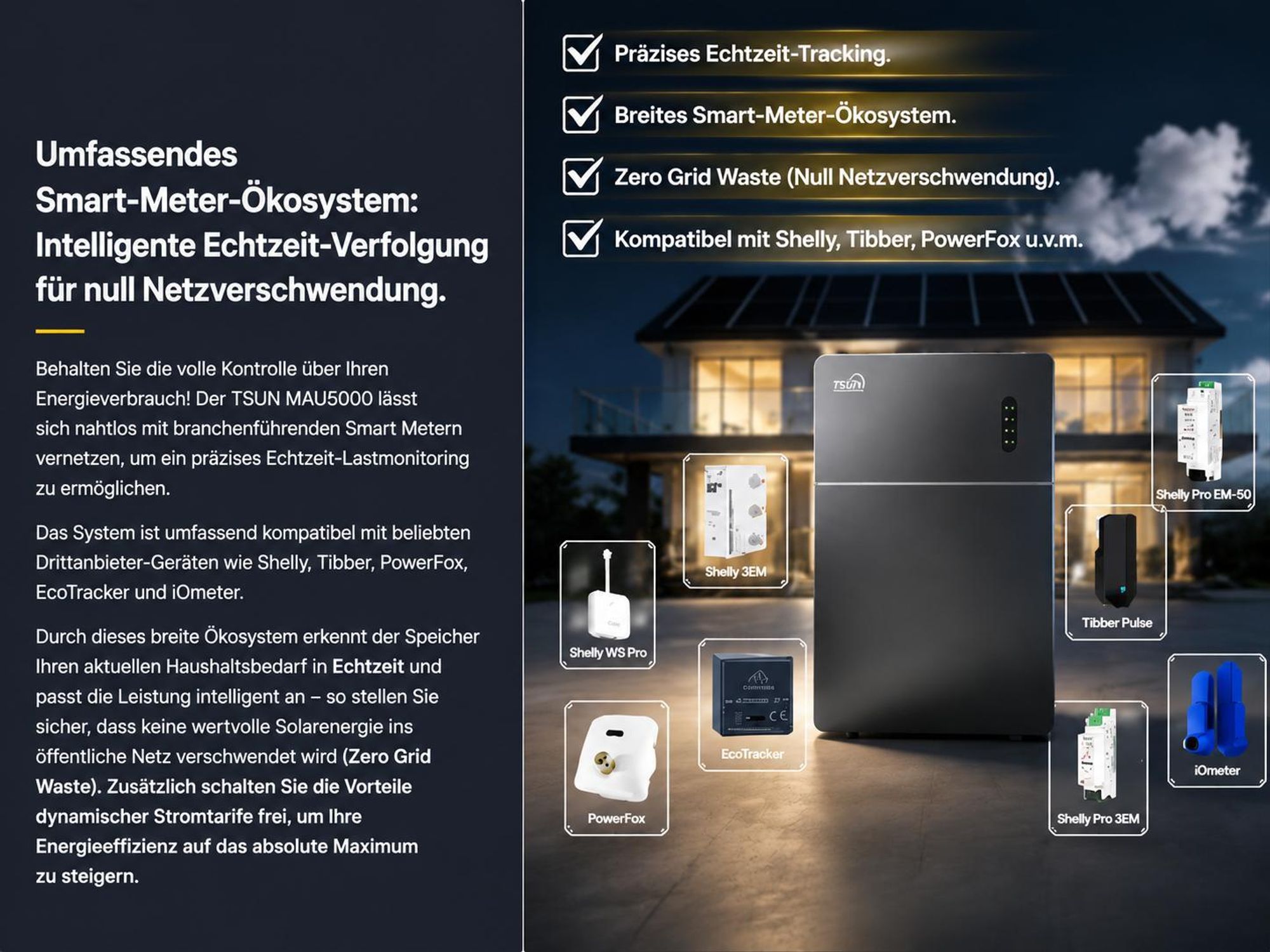 TSUN MAU 5000  5 kWh Balkonkraftwerk Speicher (bis 30 kWh erweiterbar),2500W PV Input Plug & Play (0% MwSt)