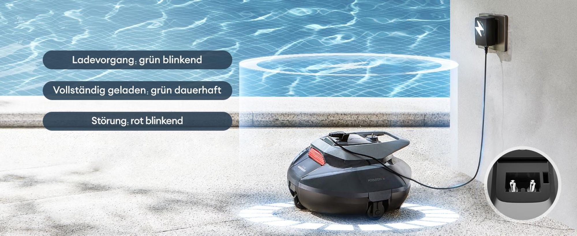 Ultenic Pooleco Poolroboter, Kabelloser Poolsauger Akku, 5200mAh, 90 Min, 2 Bürstenlose Motoren，Automatische Reinigung,2.5L Behälter,Selbstparker