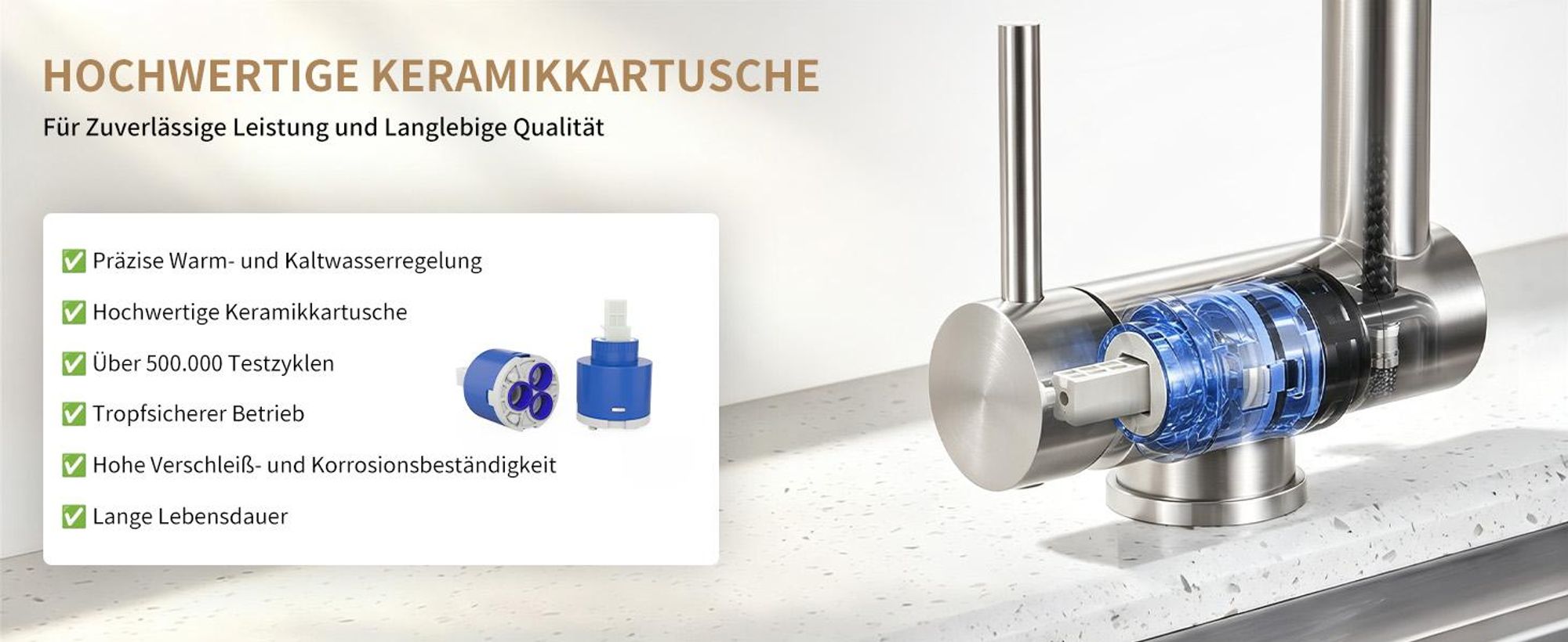 Homelody Vorfenster Küchenarmatur 90° Faltbar 360° Drehbare Hochdruck Edelstahl 304 Wasserhahn Küche mit Brause Ausziehbar 2 Strahlarten Gebürstet