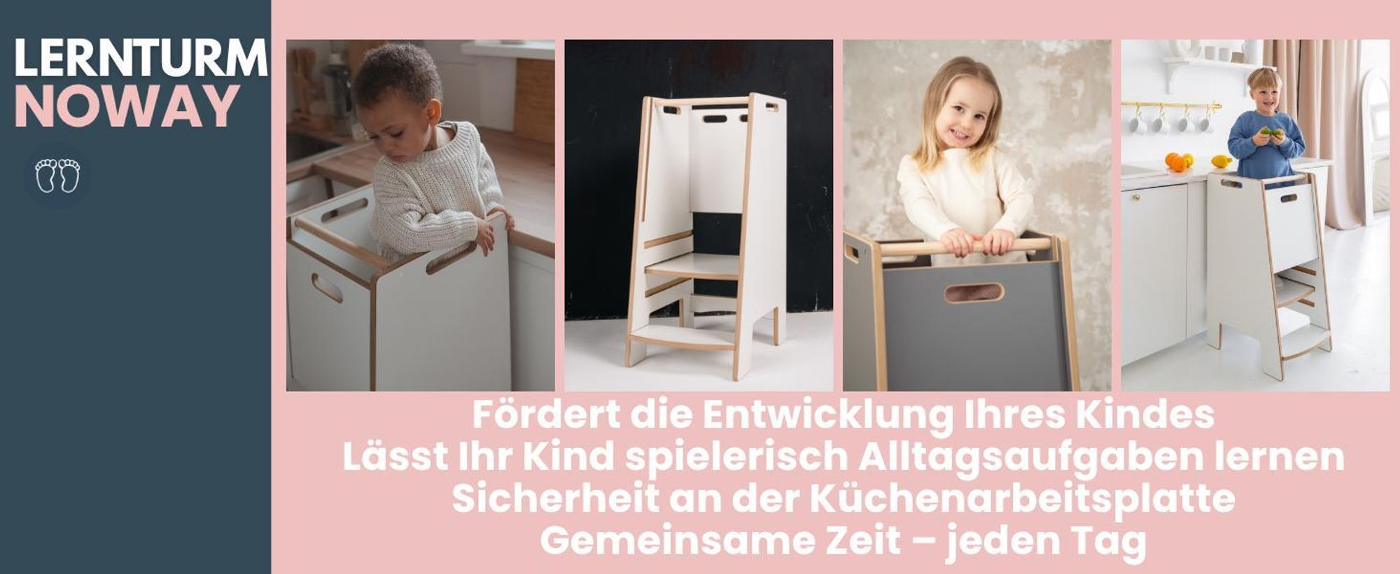 NOWAY - Montessori Lernturm Kitchen Helper Kinderplattform Küchenturm - grau