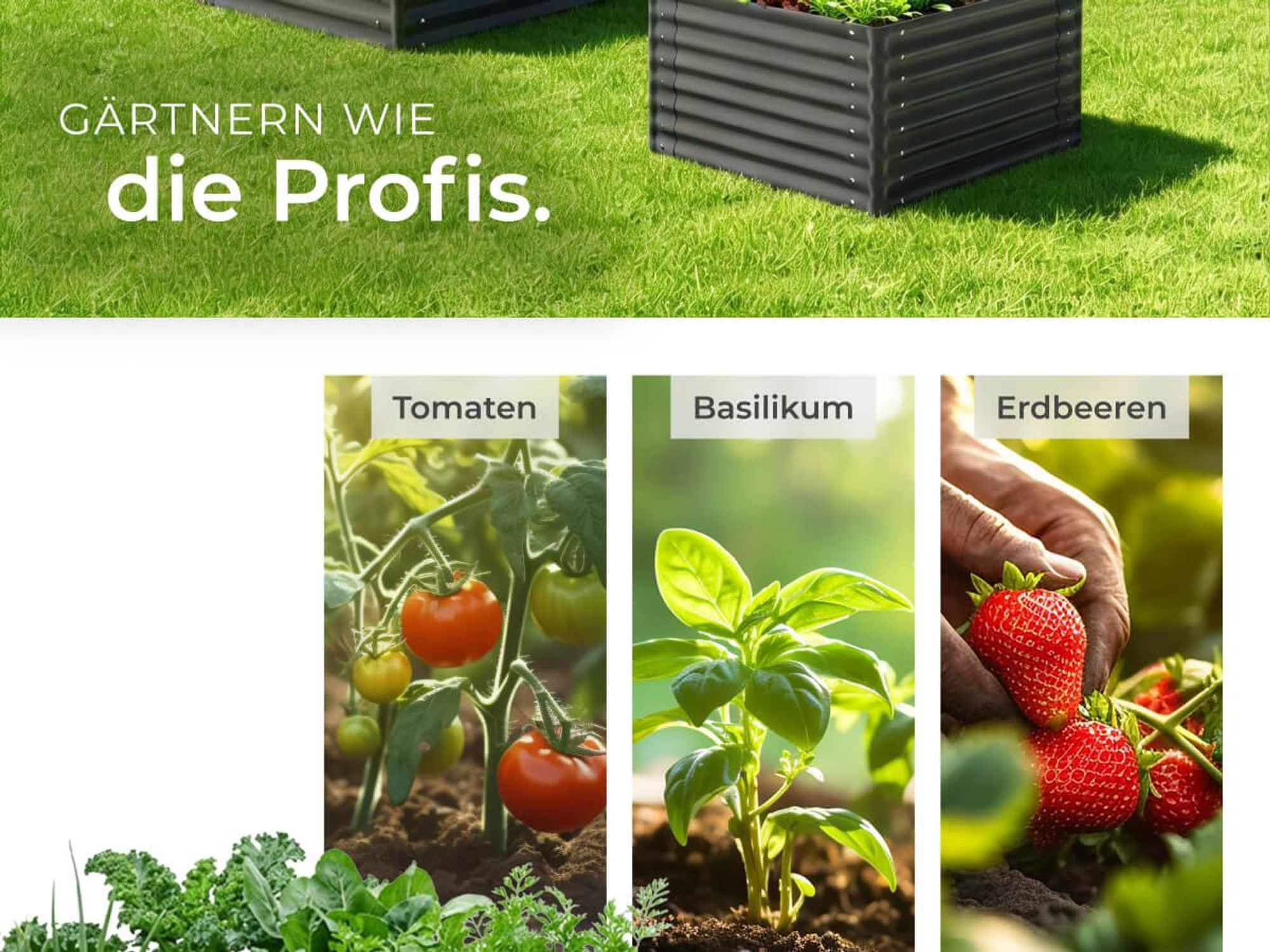 tectake Hochbeet Blomma verzinkt 200x80x62cm 970L Stahl Pflanzbeet Gartenbeet Kräuterbeet Gemüsebeet offener Boden abgerundete Ecken