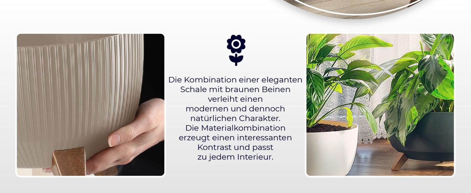 Blumentopf LAMELA Blumentopf FINEZIA DLUTO - eingekerbt, 30 x 30cm, Höhe 57cm, creme