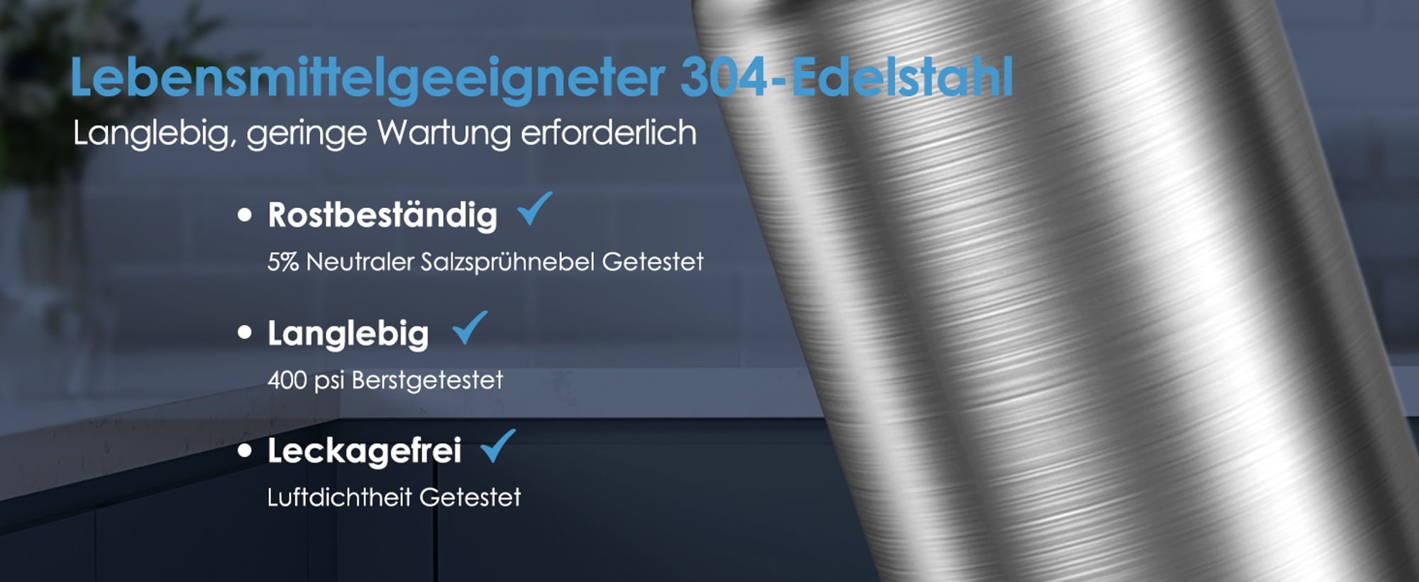 Waterdrop AS13 Untertisch Wasserfiltersystem 30.000 Liter, NSF/ANSI 42 , 5+1 Stufe Edelstahl Unter Waschbecken Wasserfilter Trinkwasser
