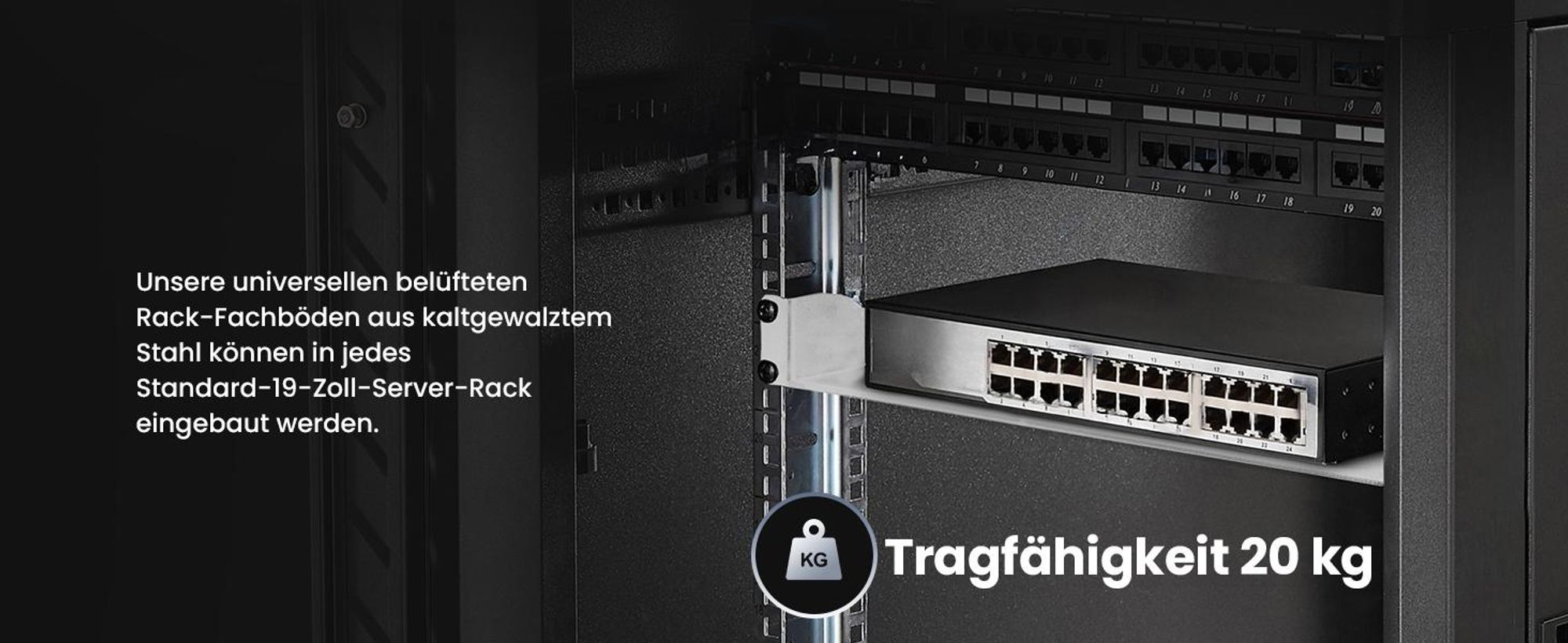 Extralink Fachboden 1U 350mm für 19 Zoll Netzwerkschrank