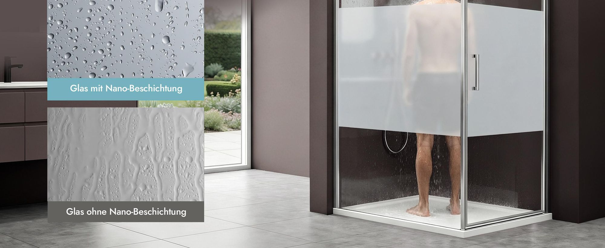 doporro Eck-Duschkabine 100x90x195cm Eckdusche ESG-Sicherheitsglas Milchglas Streifen inkl. beidseitiger Easy-Clean-Beschichtung Ravenna36MS-Plus