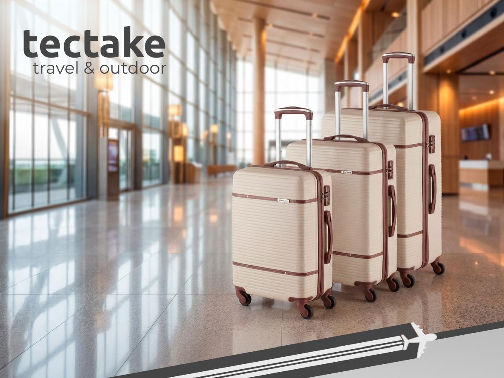 tectake® Reisekofferset Madison 13-teilig, Hartschalen aus robustem ABS-Kunststoff