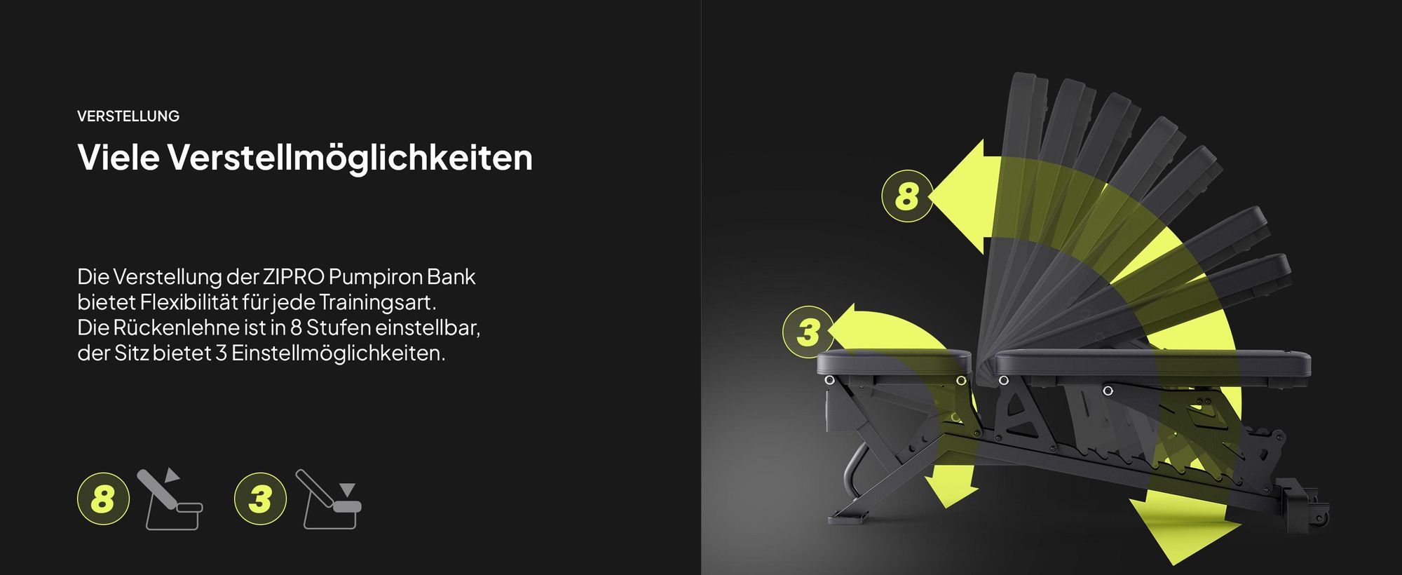 Zipro Nocardio Verstellbare Trainingsbank - Hantelbank für Heimtraining, Multifunktion Hantelbank set mit Gewichten KlappbarVerstellbar Multifunktion