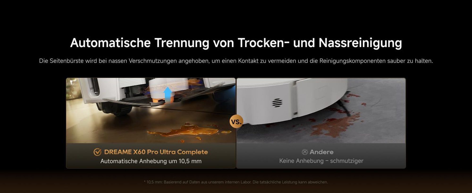 DREAME X60 Pro Ultra Complete Saug- und Wischroboter mit Wischfunktion,42KPa,DuoBrush 2.0,KI Omni 3.0,10cm Anhebung,100°C Wischmopp,100% Entwirrung