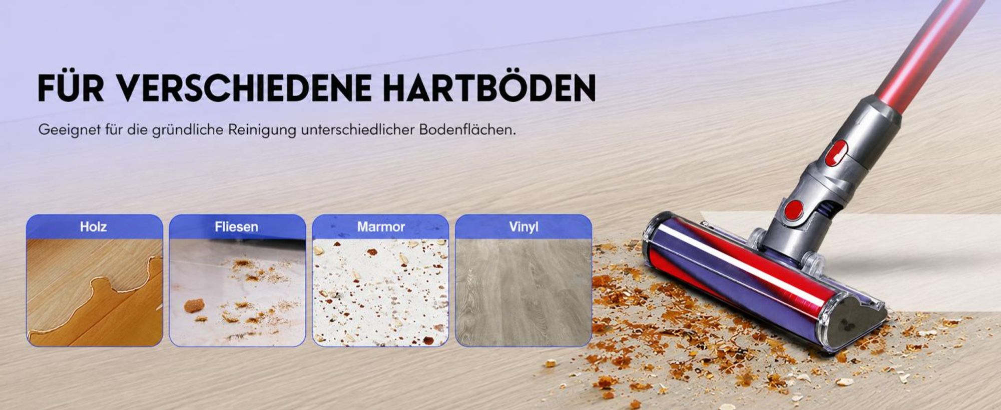 Weiche Walze Bodendüse kompatibel mit Dyson V11 V10V8V7V15 – Flauschiger Staubsaugerkopf für Hartböden, Parkett & Vinyl – Zubehör für kabellose Sauger