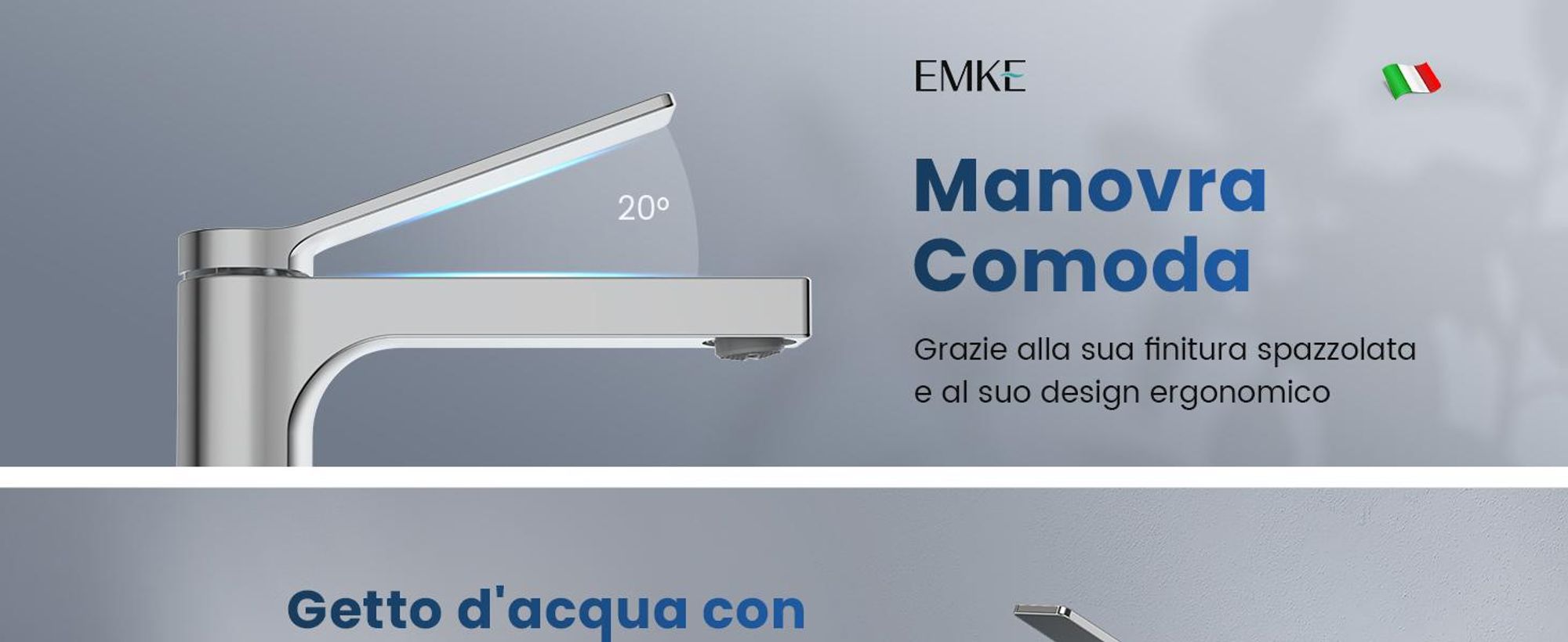 EMKE Rubinetto bagno cromo 195x173x46mm, ottone, cartuccia ceramica, miscelatore bagno, miscelatore lavabo, miscelatore lavabo