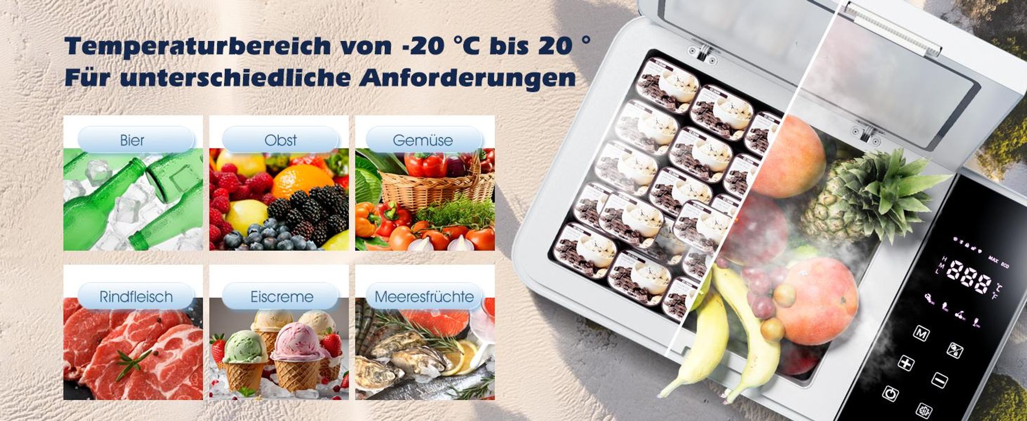 31L Kompressor Kühlbox, Kühlbox Auto Mit APP Steuerung, -20℃20℃, 12/24V 240V Kühlschrank, Tragbarer Gefrierschrank für Camping, Reisen,Angeln,Outdoor