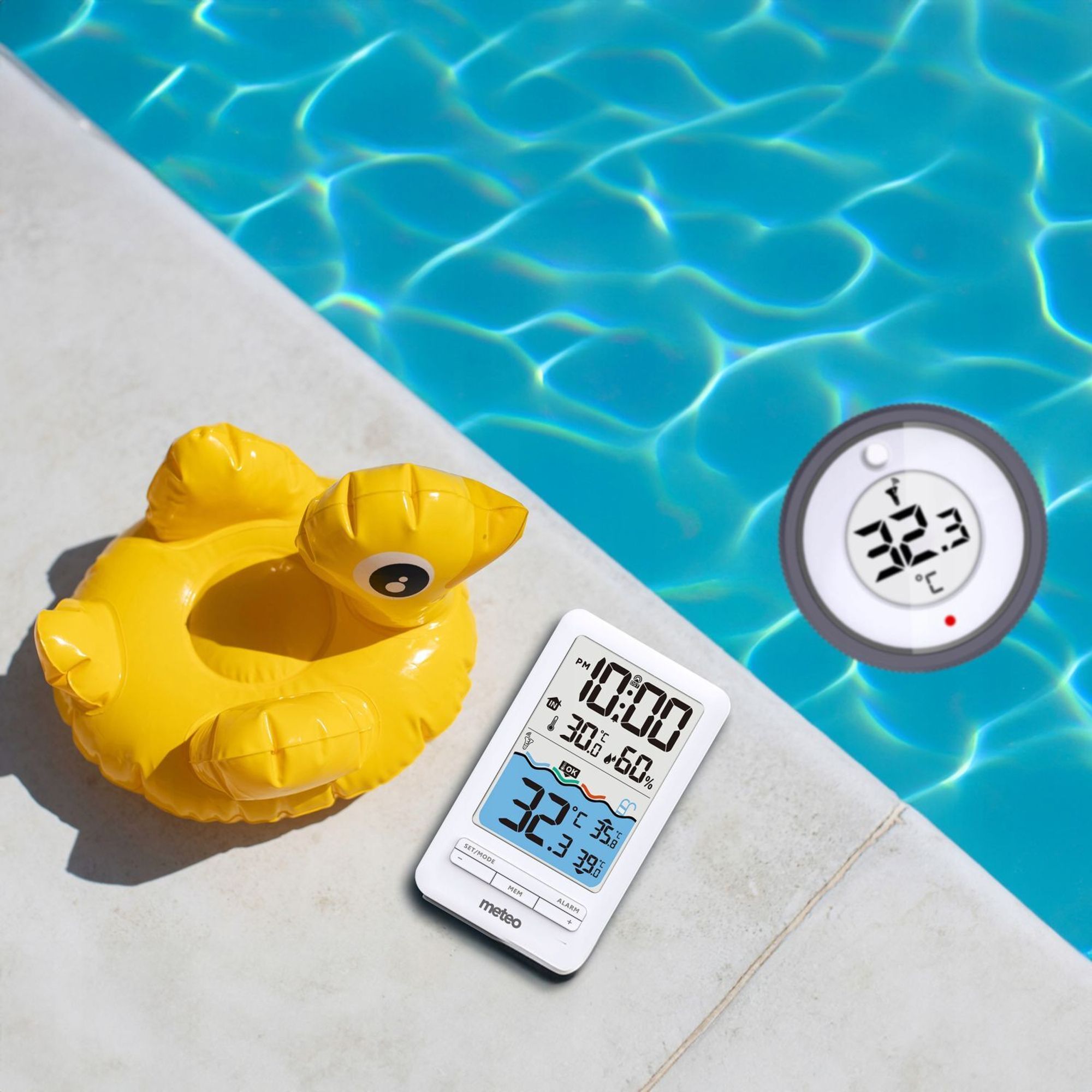 Funk-Poolthermometer TB3 Pool Thermometer Kabelloses digitales schwimmendes Schwimmbadthermometer Wassertemperaturanzeige TUYA Weiß