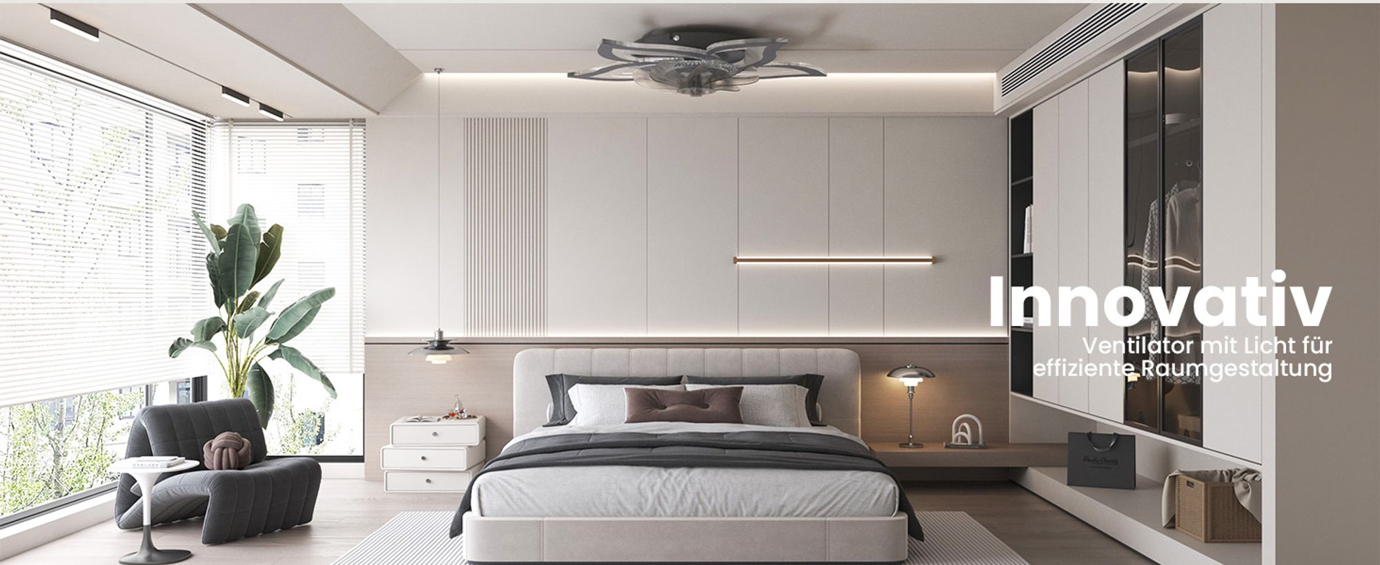 Heilmetz Deckenventilator mit Beleuchtung Ø 69 cm Dimmbar 6 Geschwindigkeiten Blüten-Design Leiser LED Lüfter mit Fernbedienung Schwarz