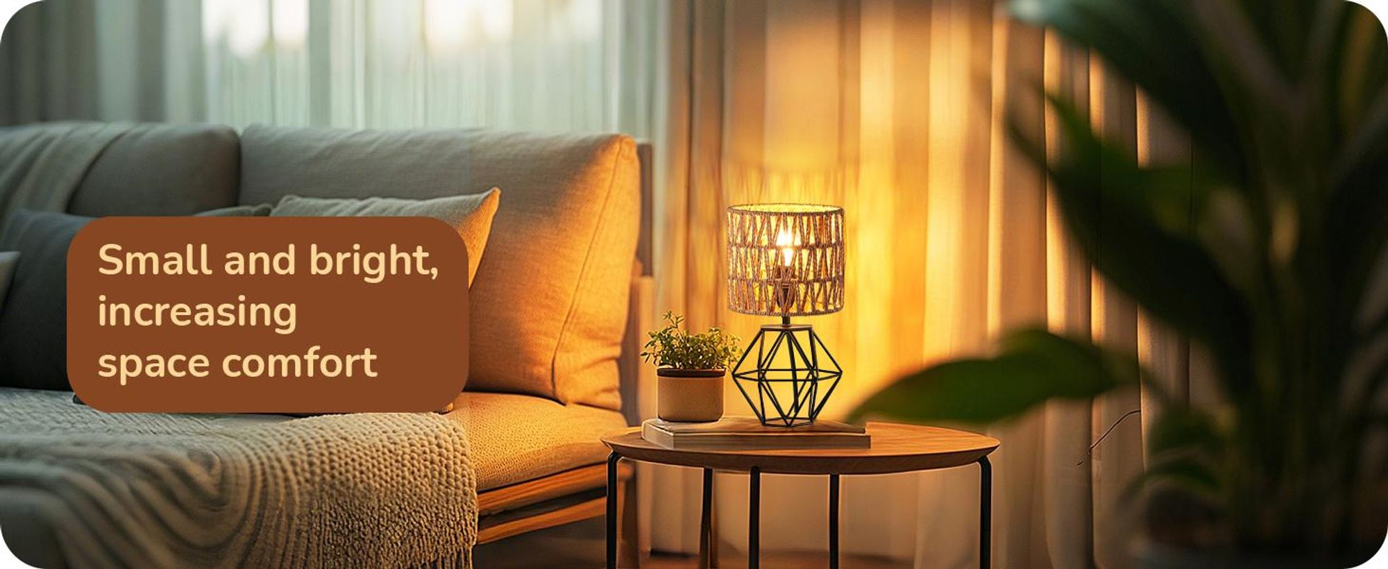EDISHINE Tischlampe Wohnzimmer, Boho Tischleuchte, inkl. 4W LED Glühbirne, Schwarz