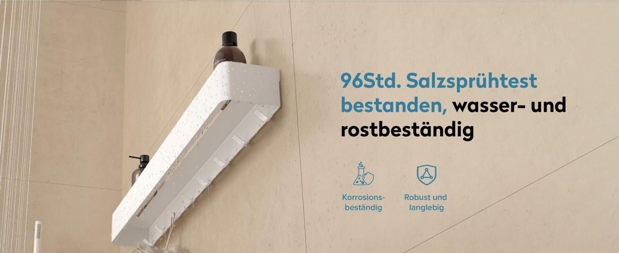 doporro Wandgarderobe mit Ablage, Garderobenleiste 80 cm mit 8 Garderobenhaken, Kleiderhaken Wand ohne Bohren (Kleben) Sandschwarz, Reglo-05