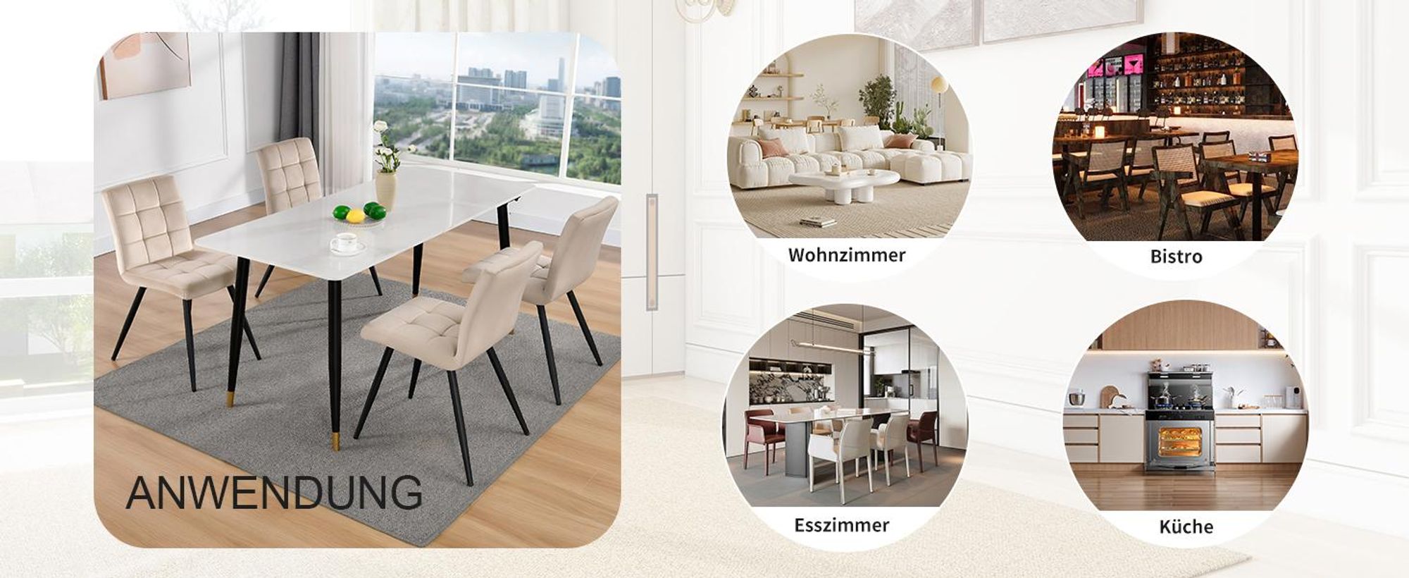 Duhome Esszimmerstühle 2er Set Küchenstuhl Wohnzimmerstuhl Polsterstuhl mit Metallbeine Samt Stuhl, Beige