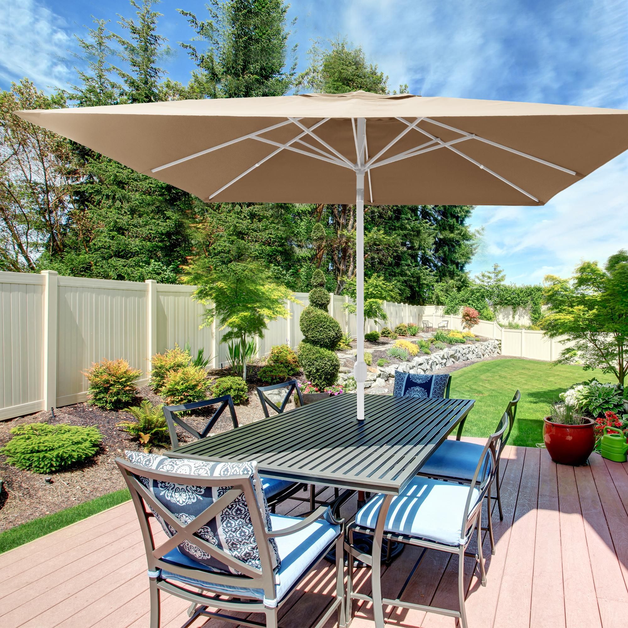 Sonnenschirm 3,5m rund weiß Garten Balkon knickbar mit Kurbel UV-Schutz Gestell weiß paramondo interpara