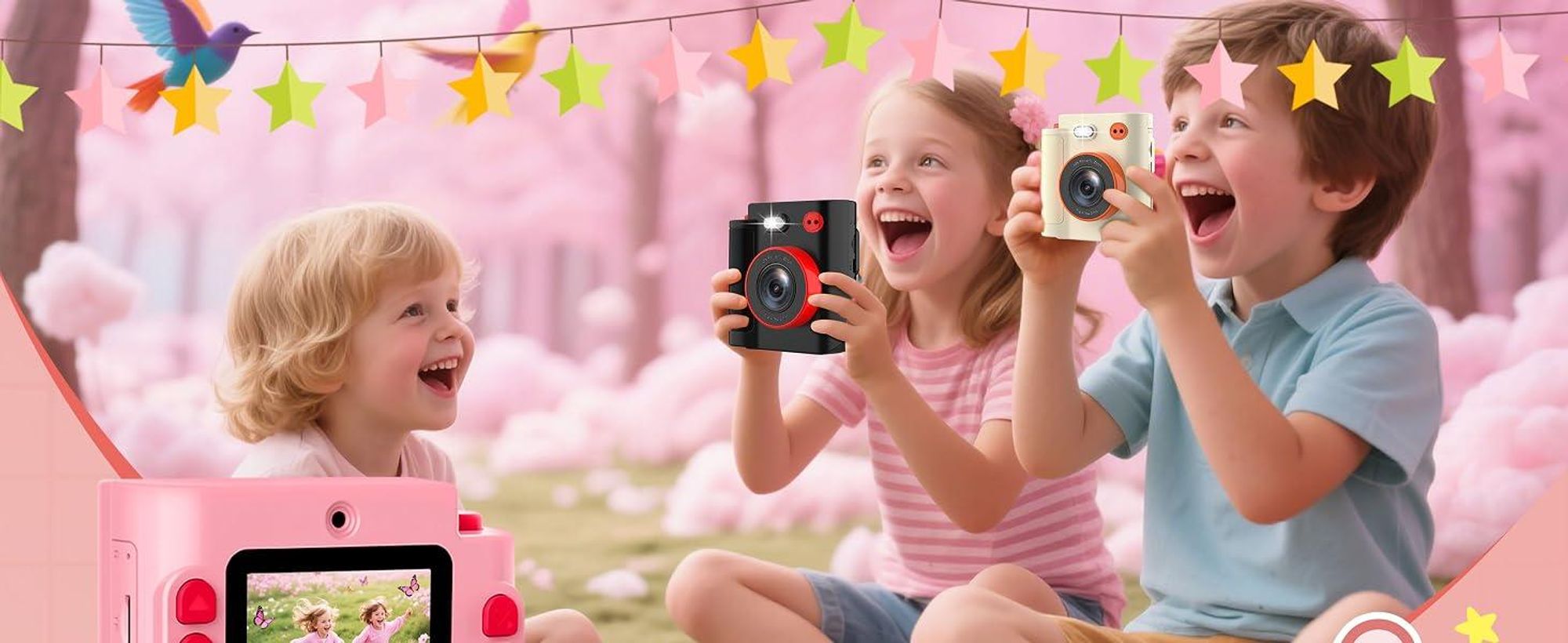 Sofortbildkamera, Kinderkamera, 1080P HD Digitalkamera, Kamera Kinder Sofortdruck mit 32GB Karte & 3 Rollen DruckerPapier