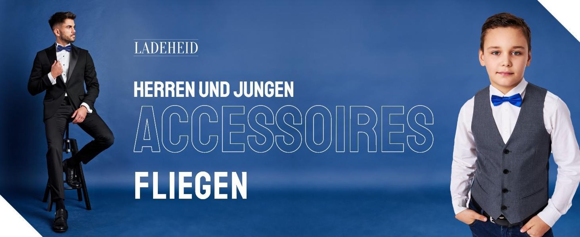 Ladeheid Herren Schmale Fliege & Einstecktuch Set M/P (12cm x 6cm, 22cm x 22cm)