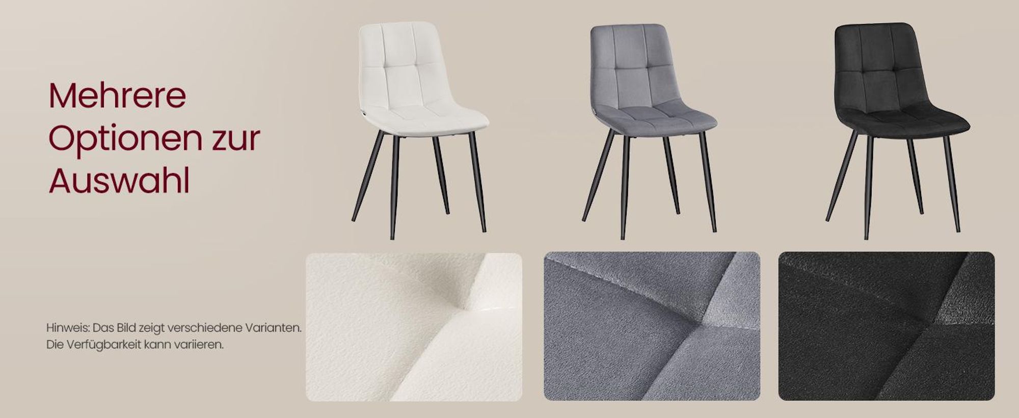VASAGLE Küchenstühle gepolstert, Esszimmerstühle Samt, moderner Sessel mit verstellbaren Füßen, für Wohnzimmer, 4er Set, beige