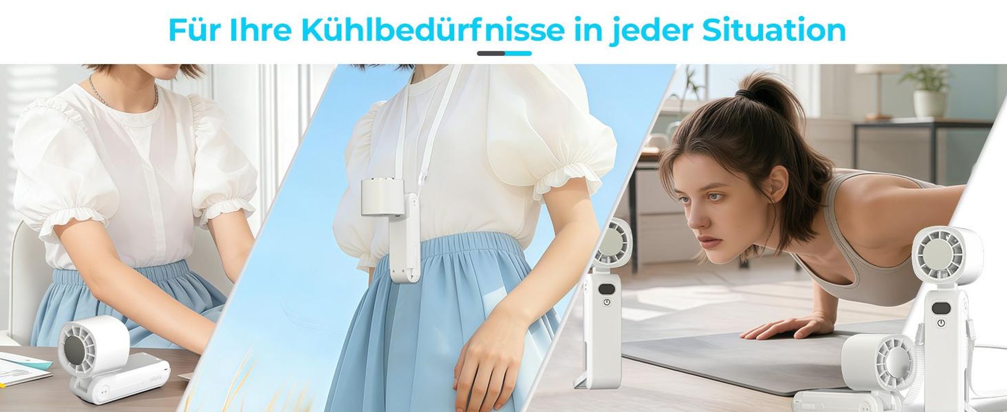 Kühlung Mini Hand Ventilator 5000mAh Akku Aufladbar Lüfter Handheld neck Fan USB